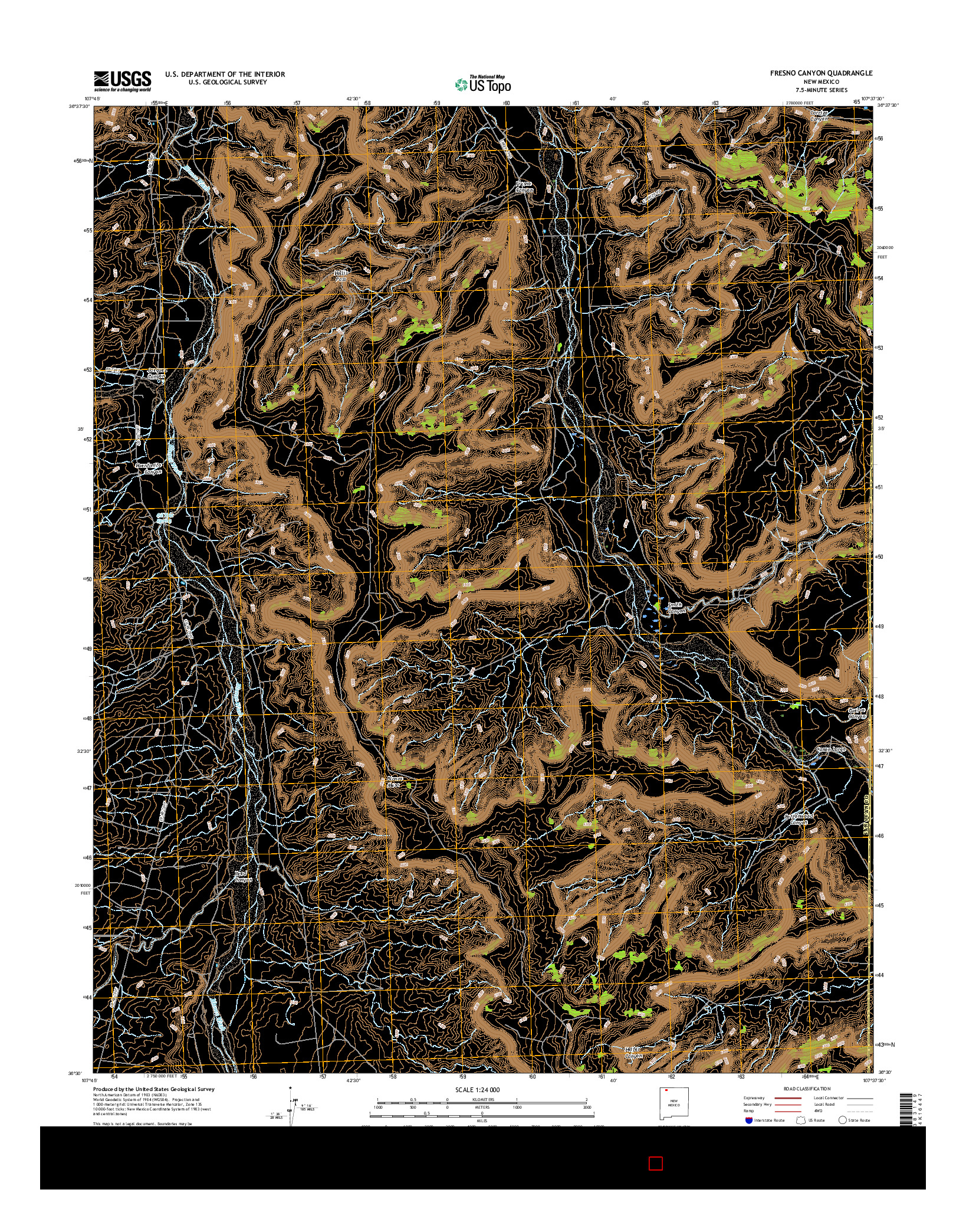 USGS US TOPO 7.5-MINUTE MAP FOR FRESNO CANYON, NM 2017