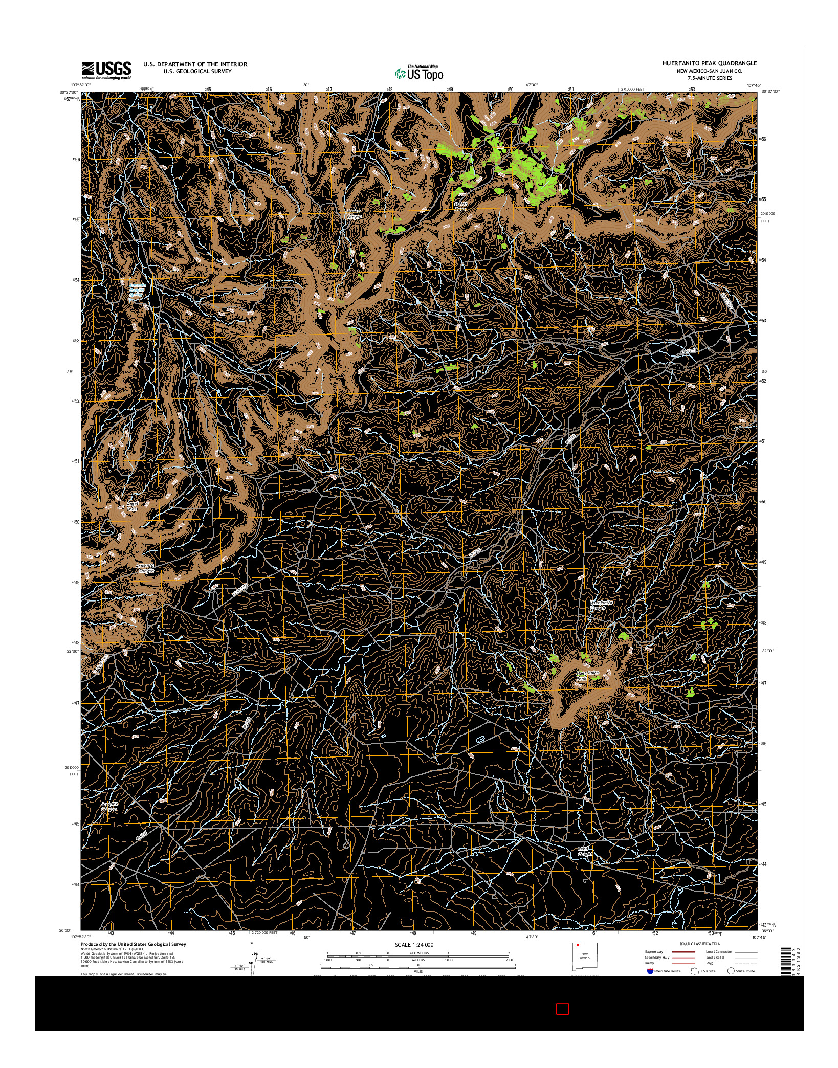 USGS US TOPO 7.5-MINUTE MAP FOR HUERFANITO PEAK, NM 2017