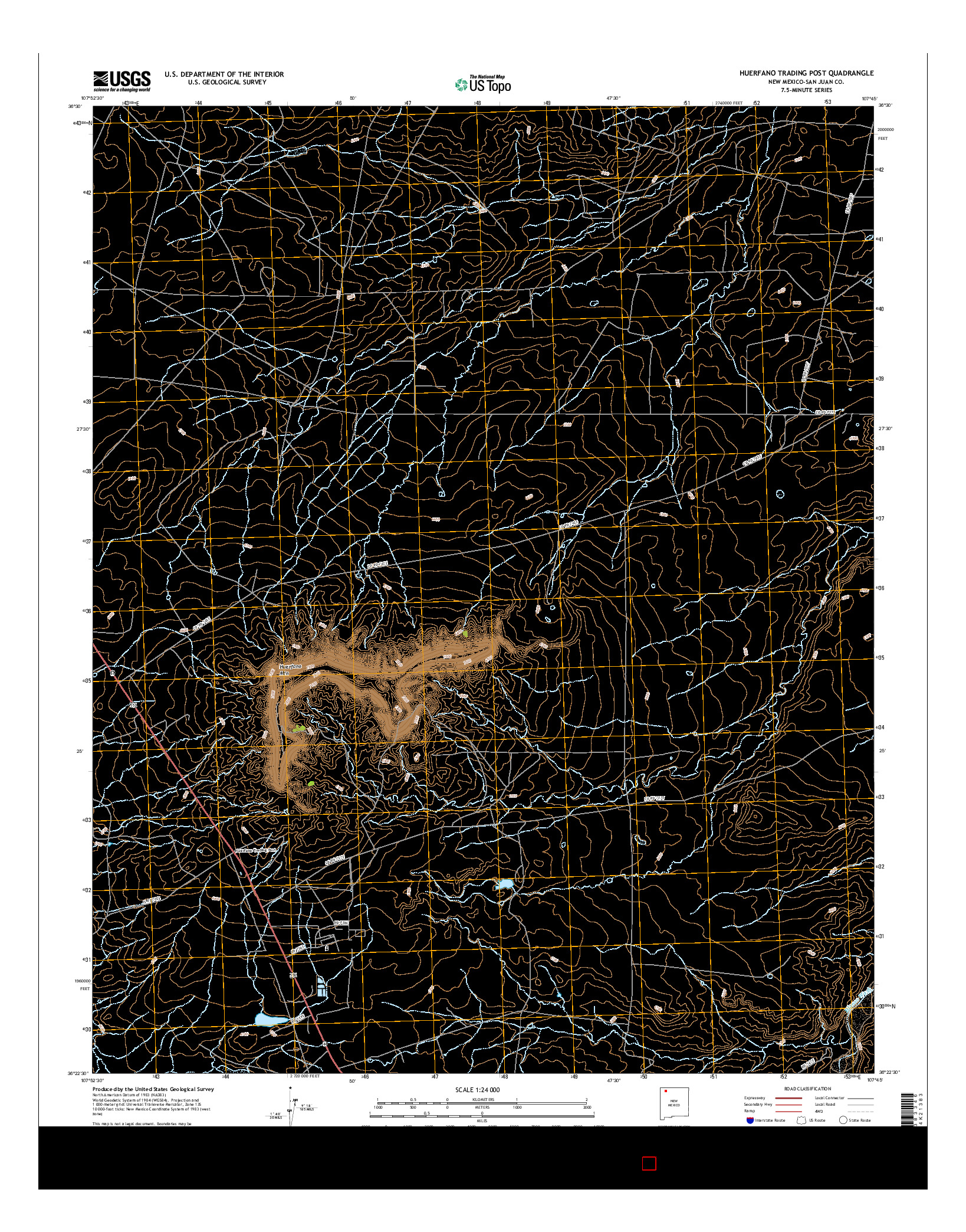 USGS US TOPO 7.5-MINUTE MAP FOR HUERFANO TRADING POST, NM 2017