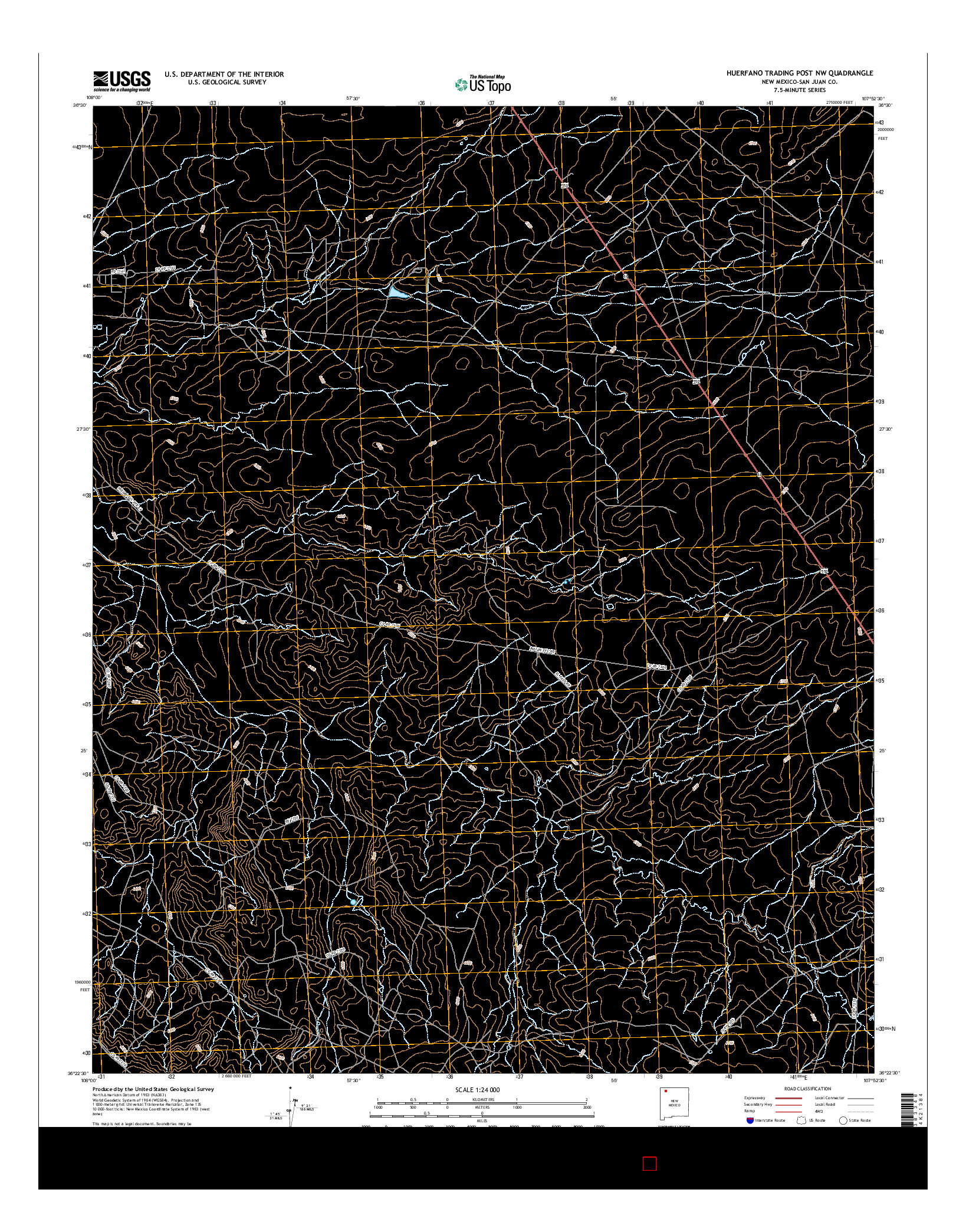 USGS US TOPO 7.5-MINUTE MAP FOR HUERFANO TRADING POST NW, NM 2017