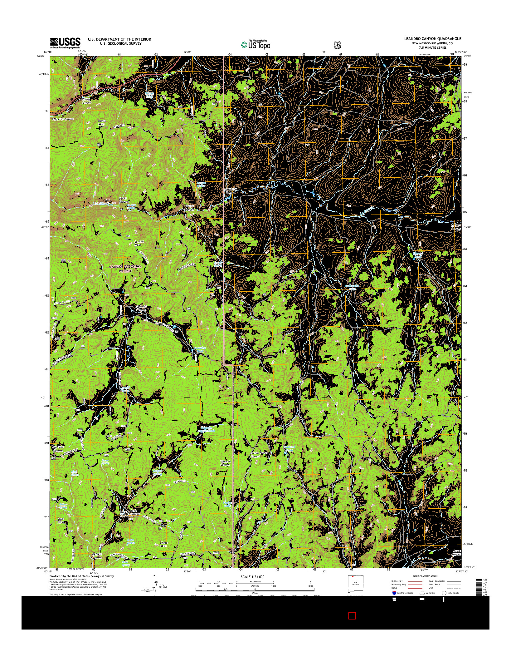 USGS US TOPO 7.5-MINUTE MAP FOR LEANDRO CANYON, NM 2017