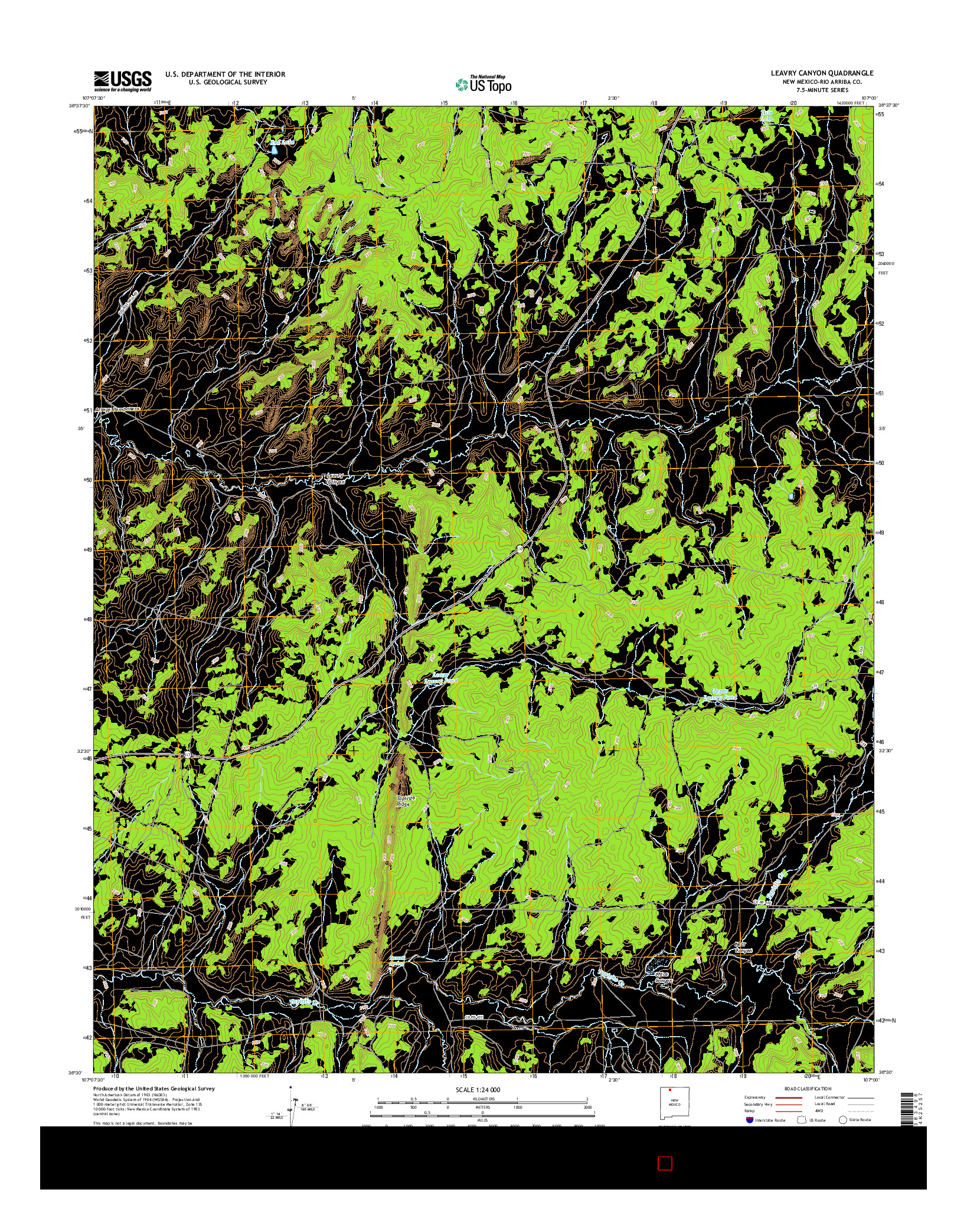 USGS US TOPO 7.5-MINUTE MAP FOR LEAVRY CANYON, NM 2017