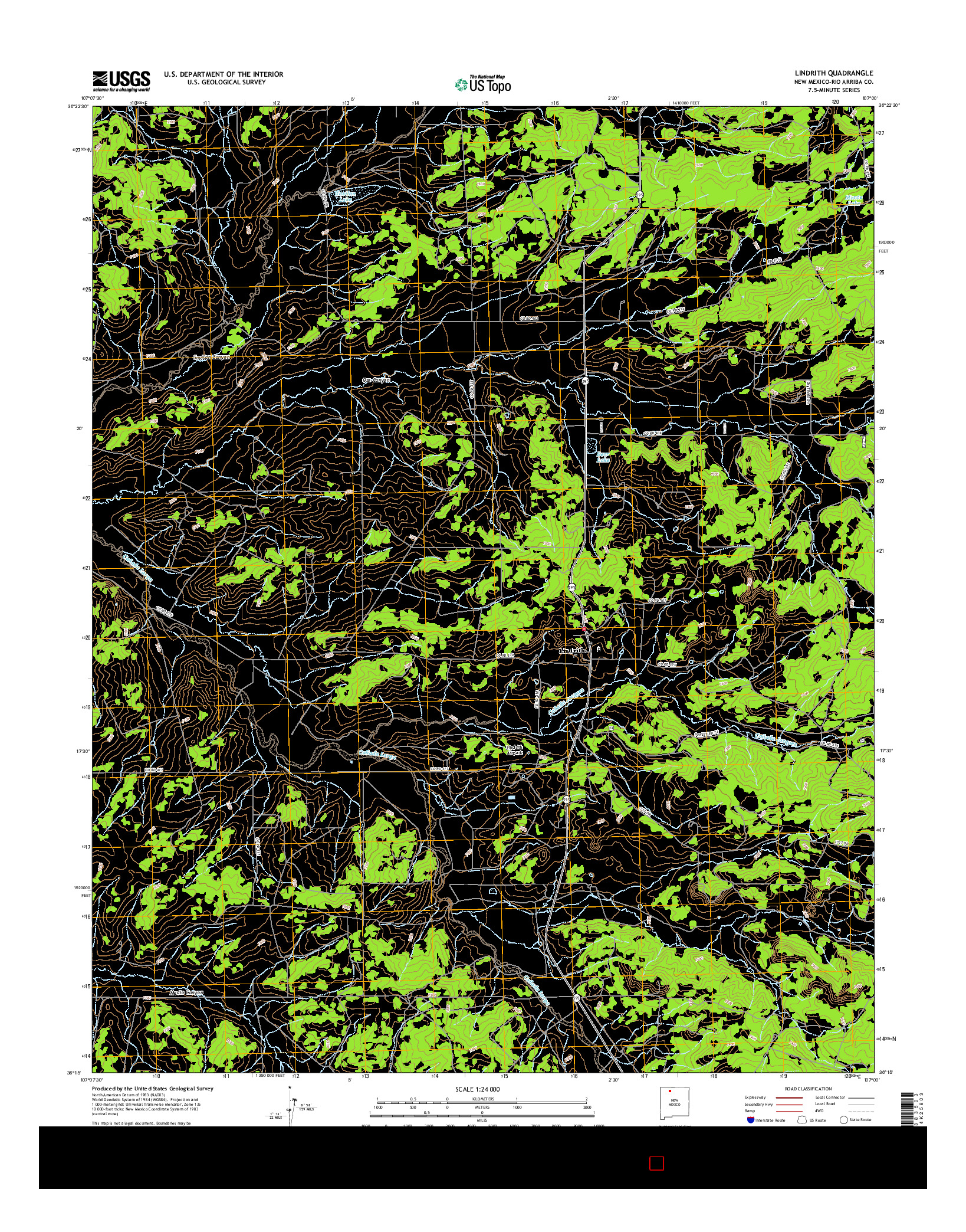 USGS US TOPO 7.5-MINUTE MAP FOR LINDRITH, NM 2017