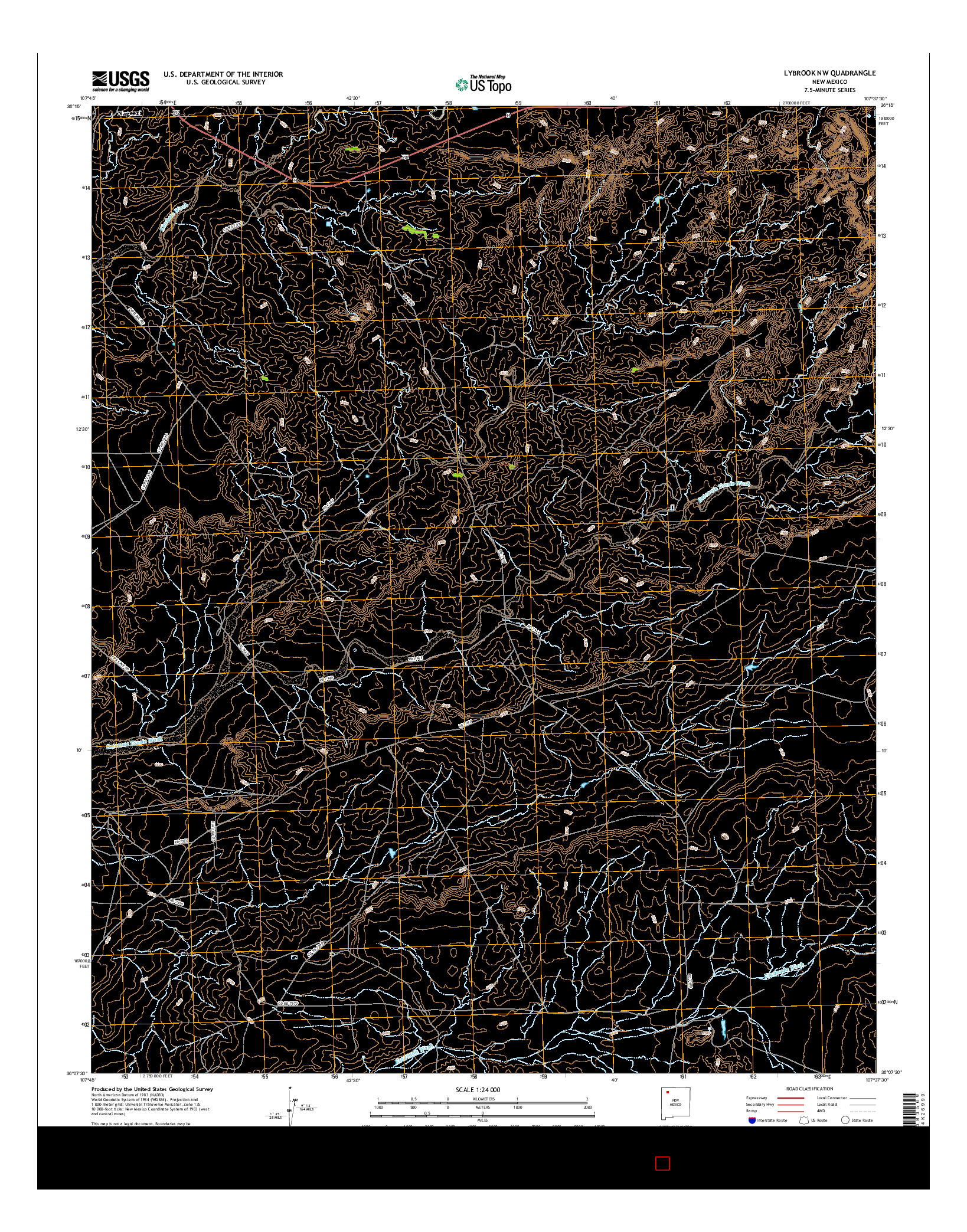 USGS US TOPO 7.5-MINUTE MAP FOR LYBROOK NW, NM 2017