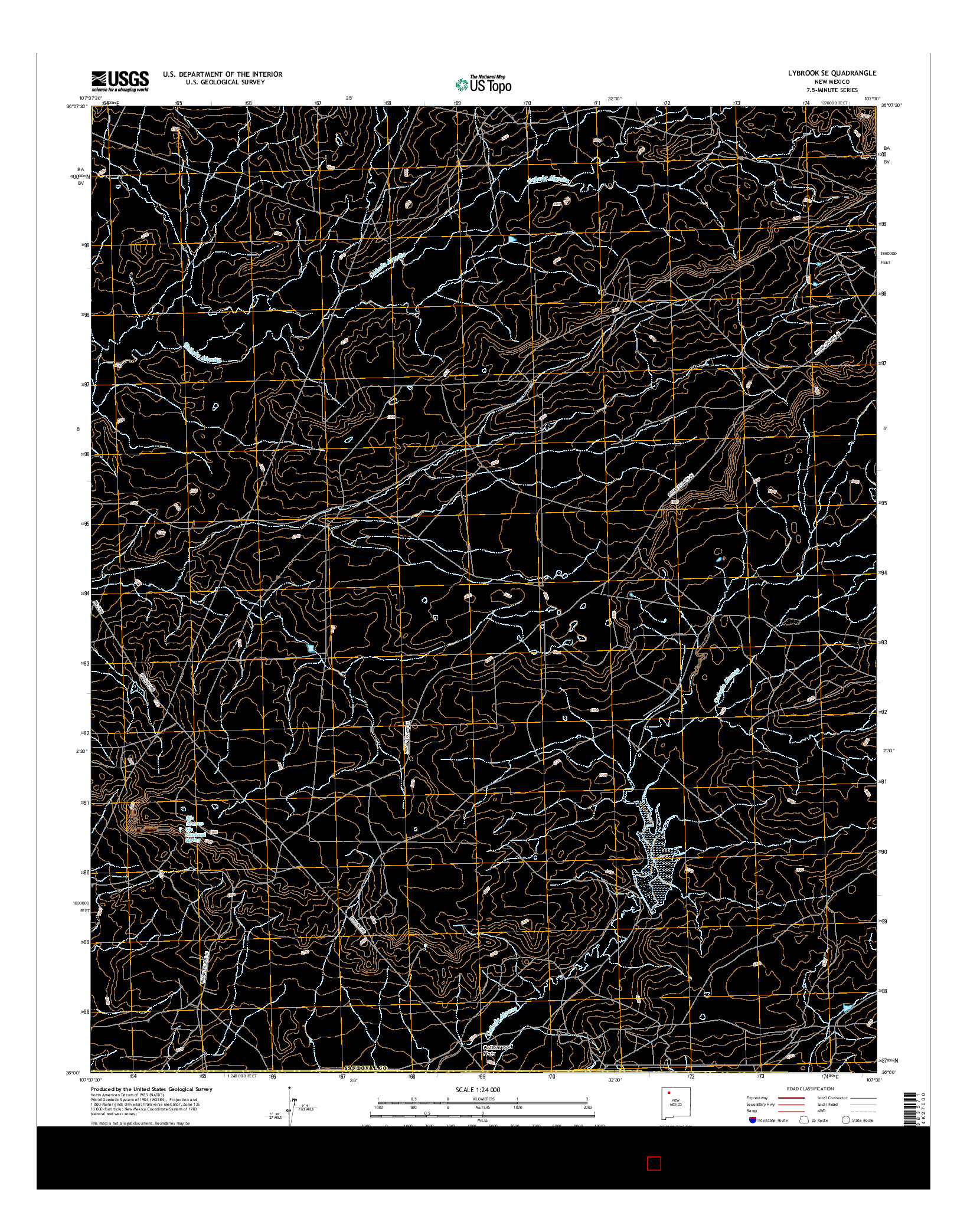 USGS US TOPO 7.5-MINUTE MAP FOR LYBROOK SE, NM 2017