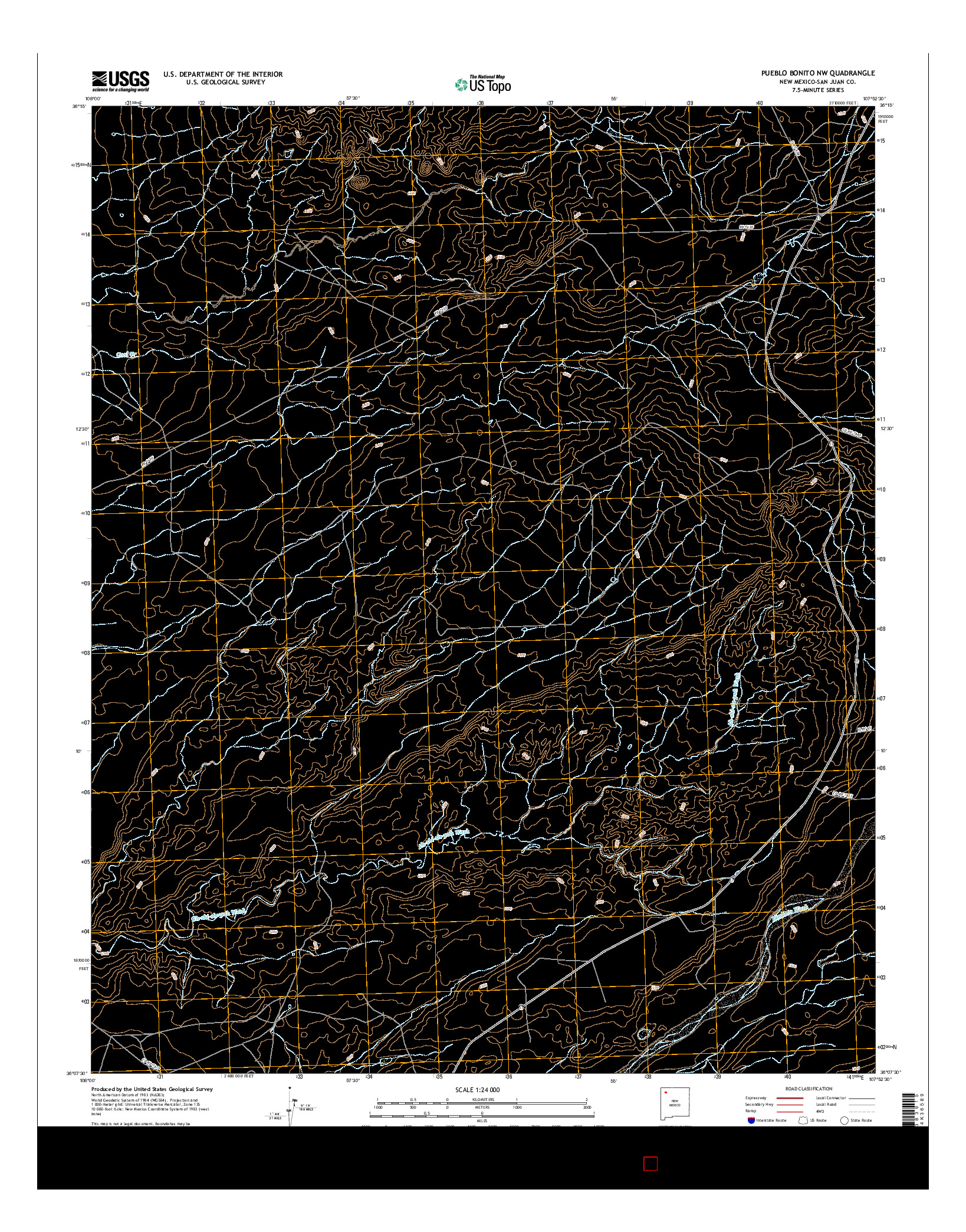 USGS US TOPO 7.5-MINUTE MAP FOR PUEBLO BONITO NW, NM 2017