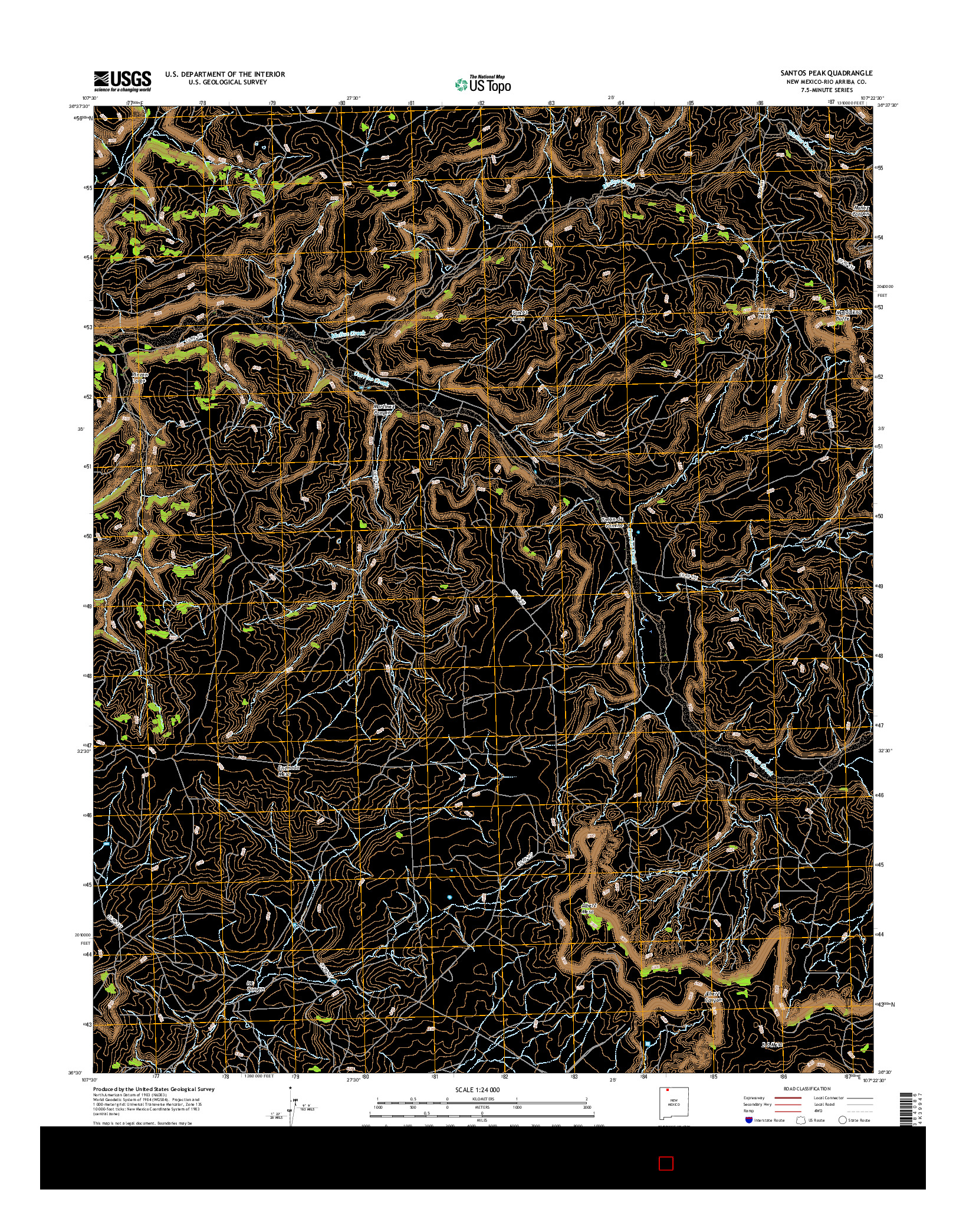 USGS US TOPO 7.5-MINUTE MAP FOR SANTOS PEAK, NM 2017