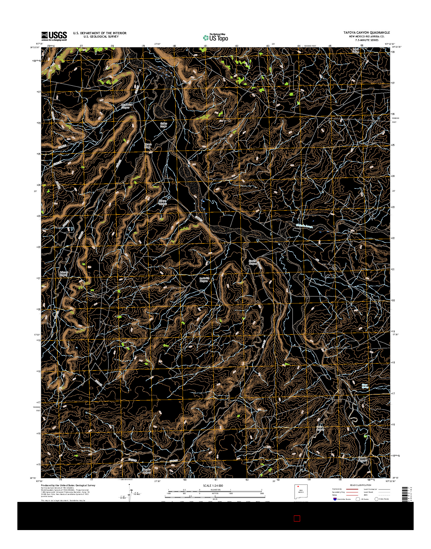 USGS US TOPO 7.5-MINUTE MAP FOR TAFOYA CANYON, NM 2017