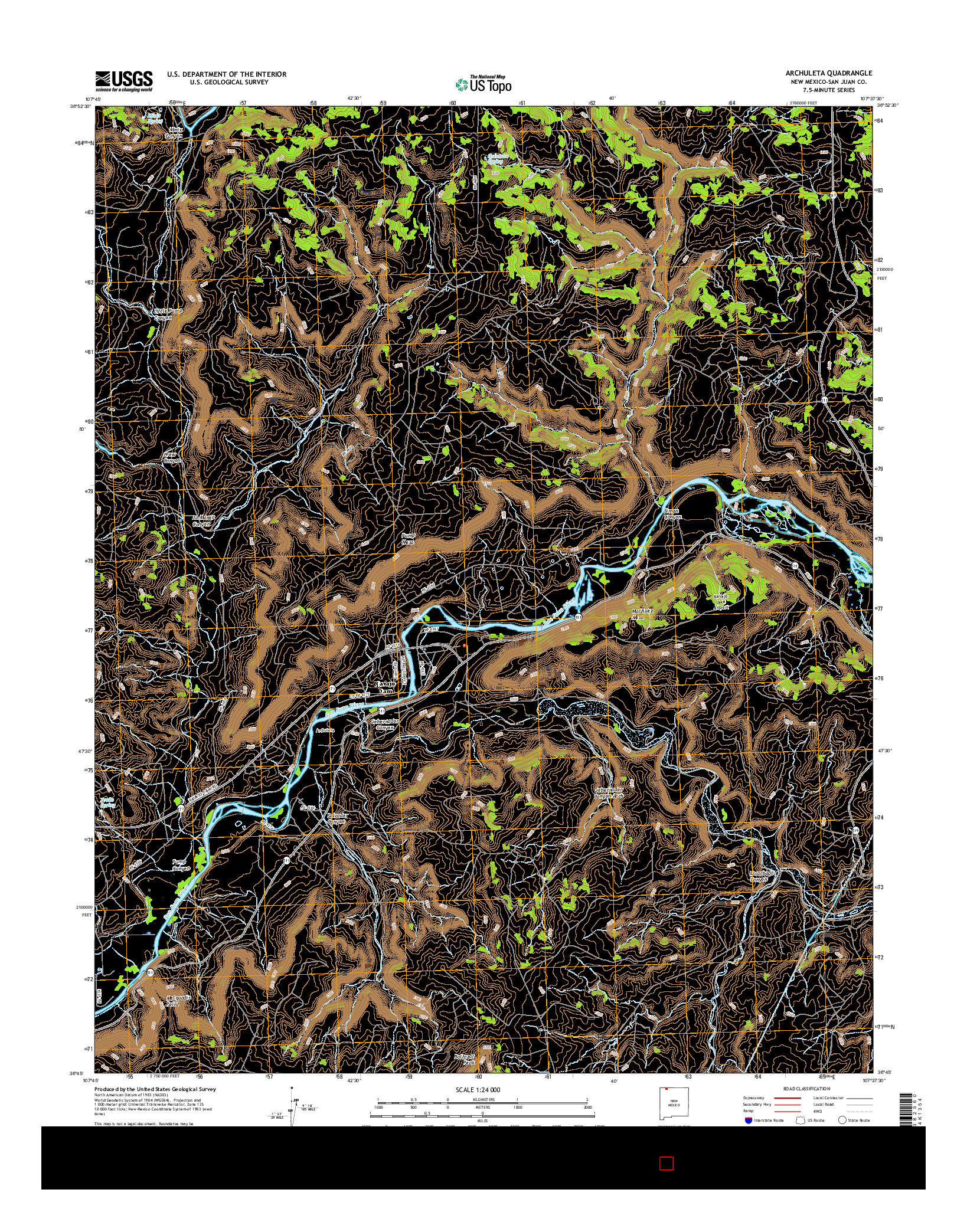 USGS US TOPO 7.5-MINUTE MAP FOR ARCHULETA, NM 2017