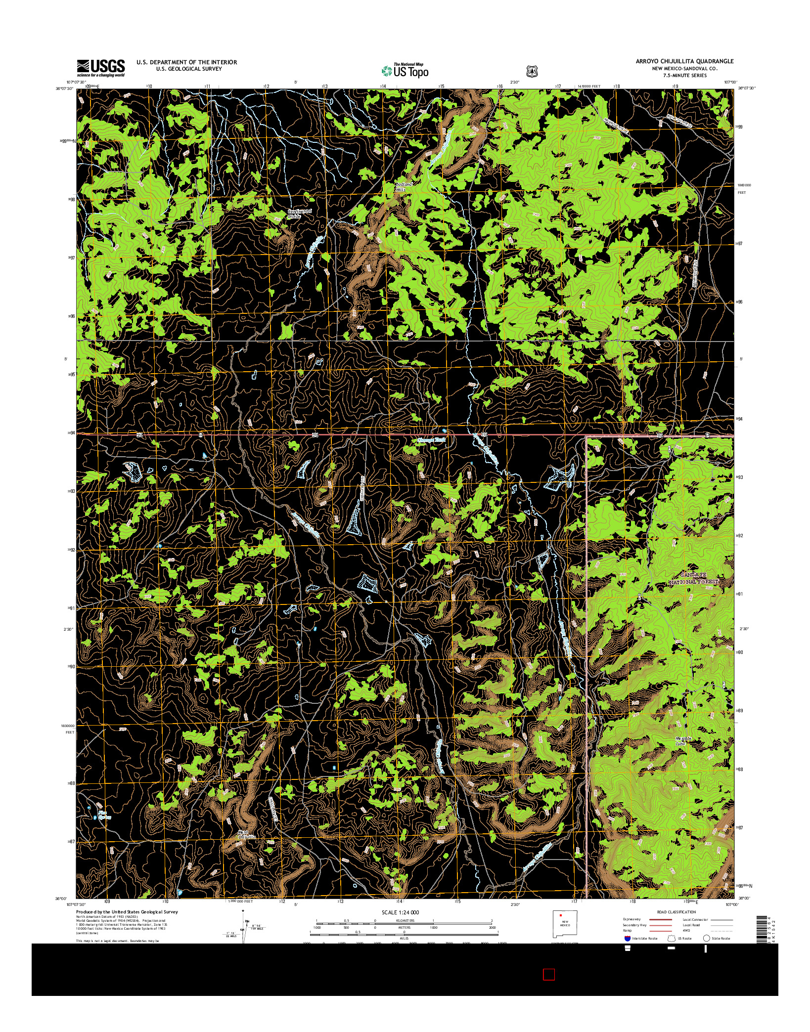 USGS US TOPO 7.5-MINUTE MAP FOR ARROYO CHIJUILLITA, NM 2017