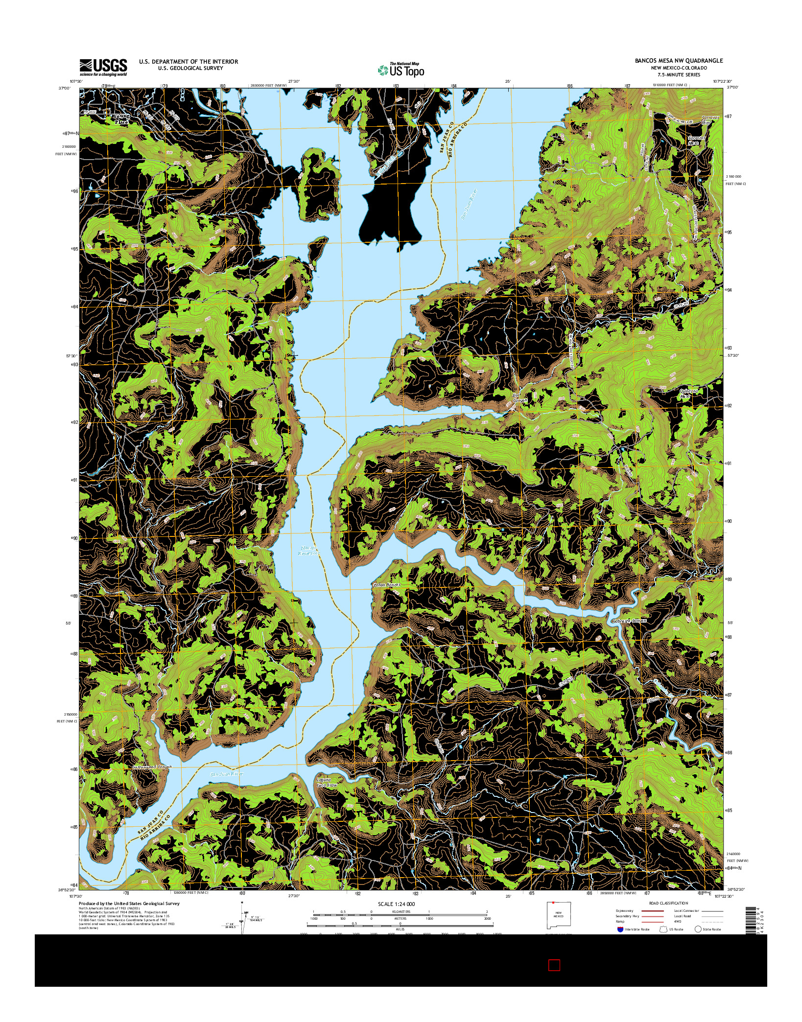 USGS US TOPO 7.5-MINUTE MAP FOR BANCOS MESA NW, NM-CO 2017