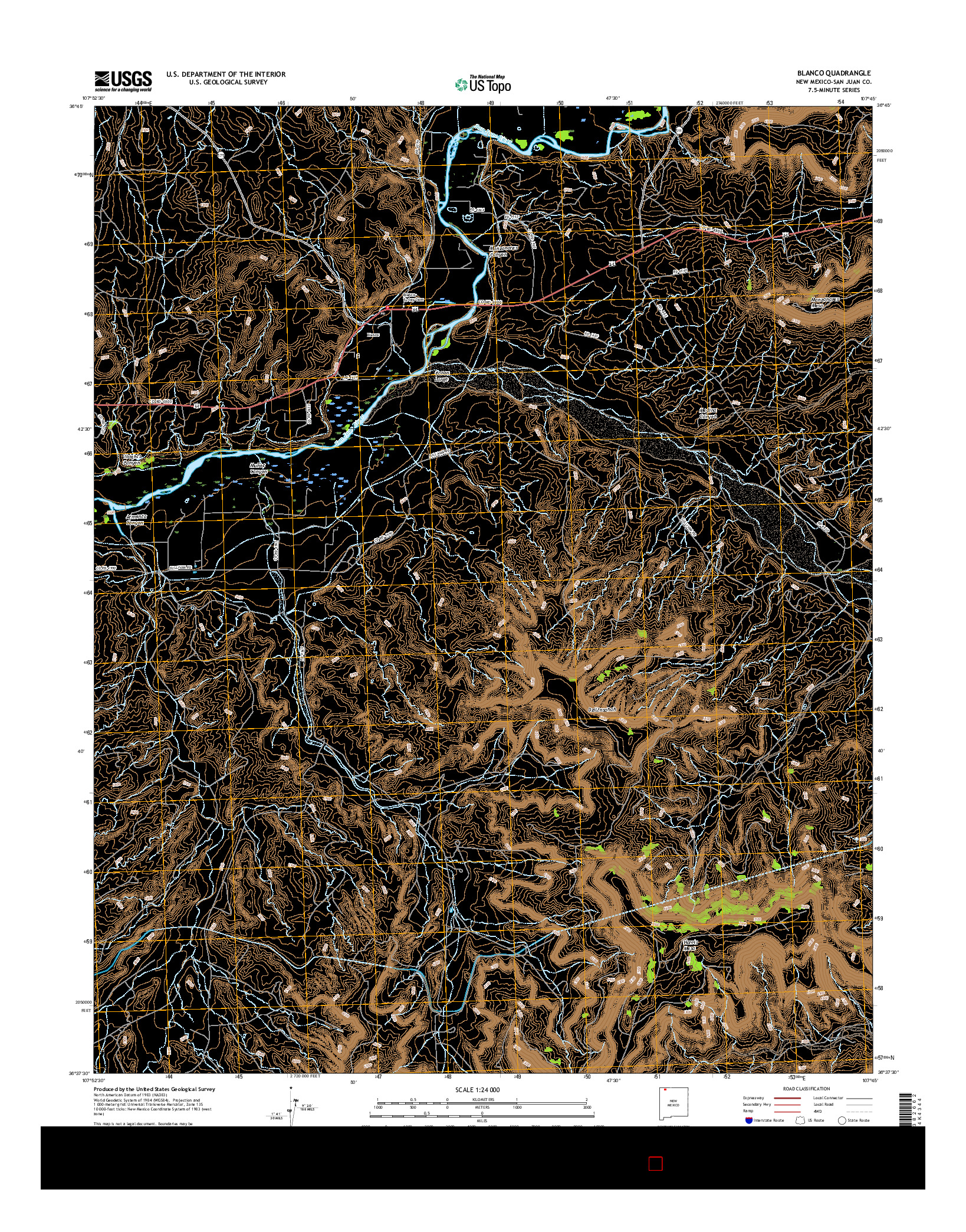 USGS US TOPO 7.5-MINUTE MAP FOR BLANCO, NM 2017