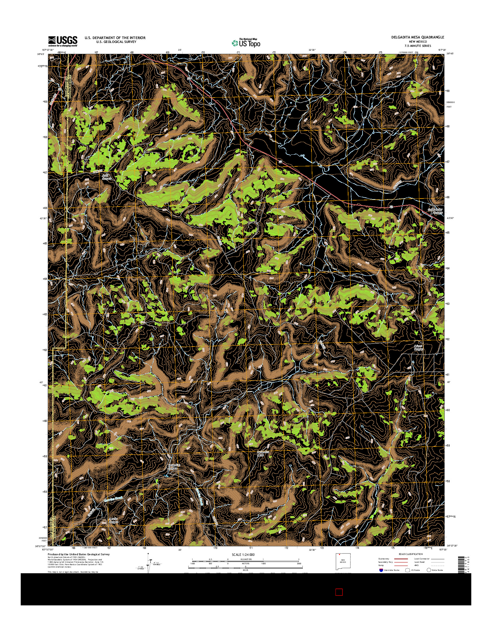 USGS US TOPO 7.5-MINUTE MAP FOR DELGADITA MESA, NM 2017
