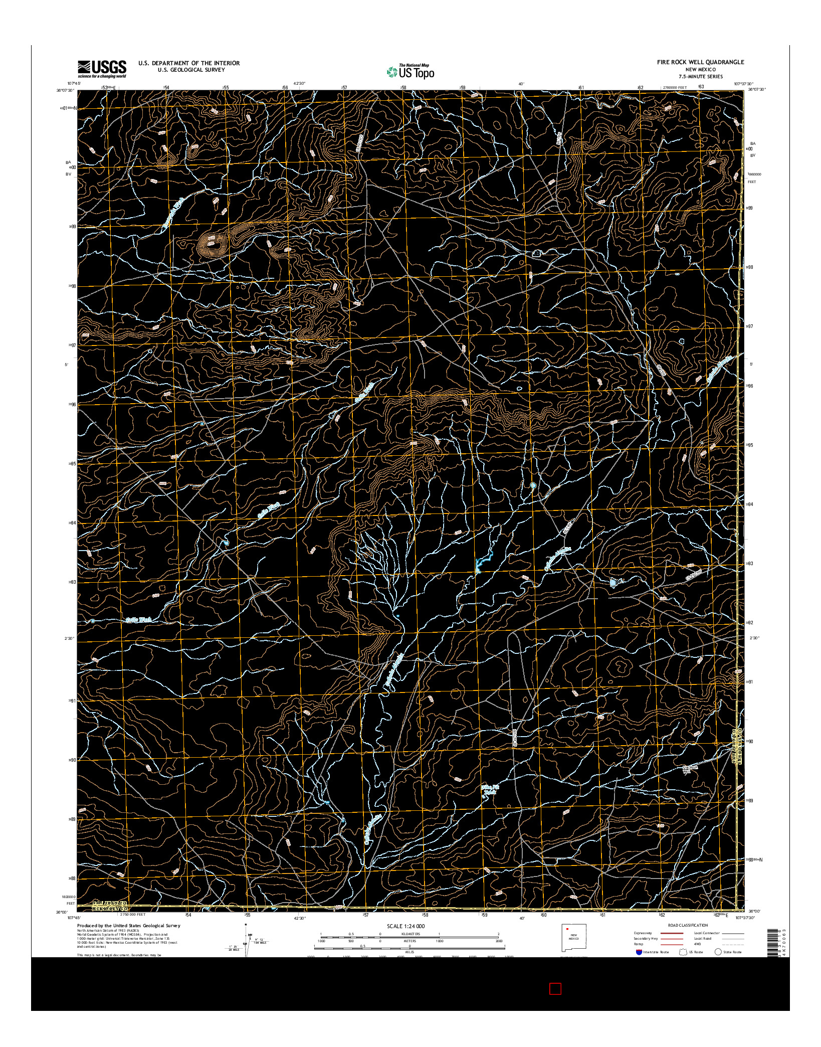 USGS US TOPO 7.5-MINUTE MAP FOR FIRE ROCK WELL, NM 2017