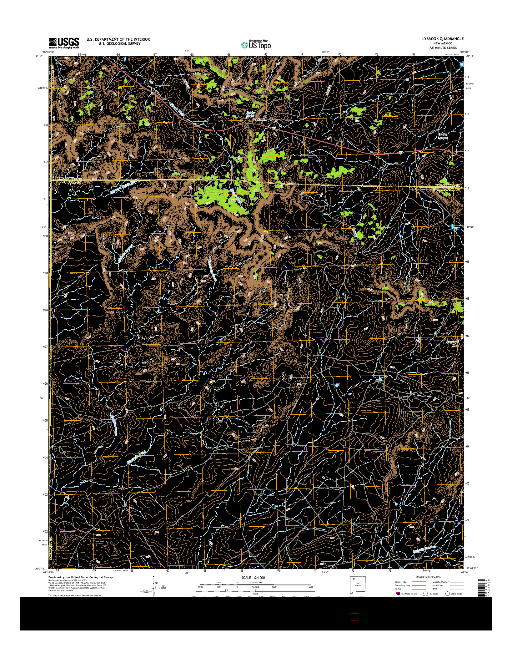 USGS US TOPO 7.5-MINUTE MAP FOR LYBROOK, NM 2017