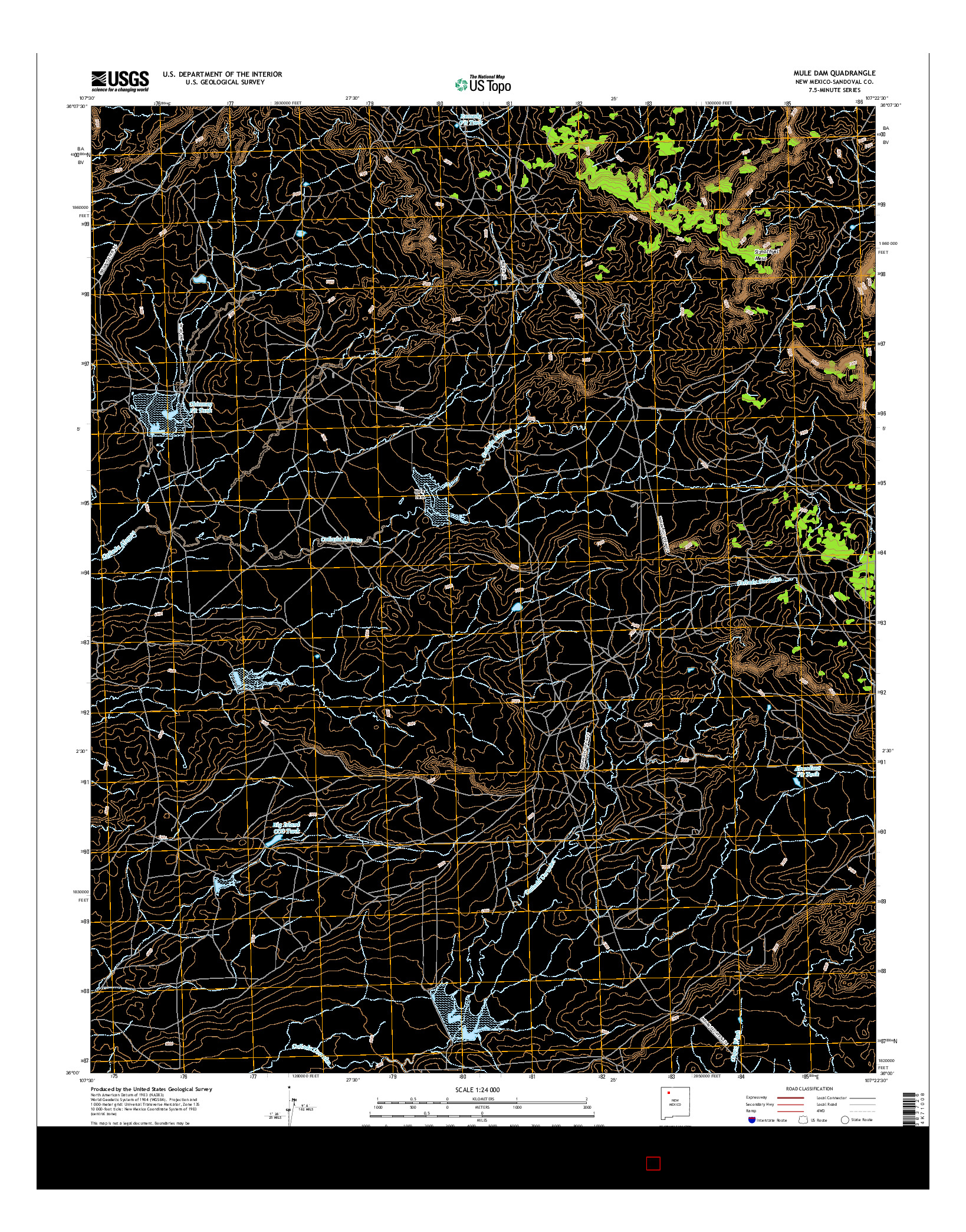 USGS US TOPO 7.5-MINUTE MAP FOR MULE DAM, NM 2017