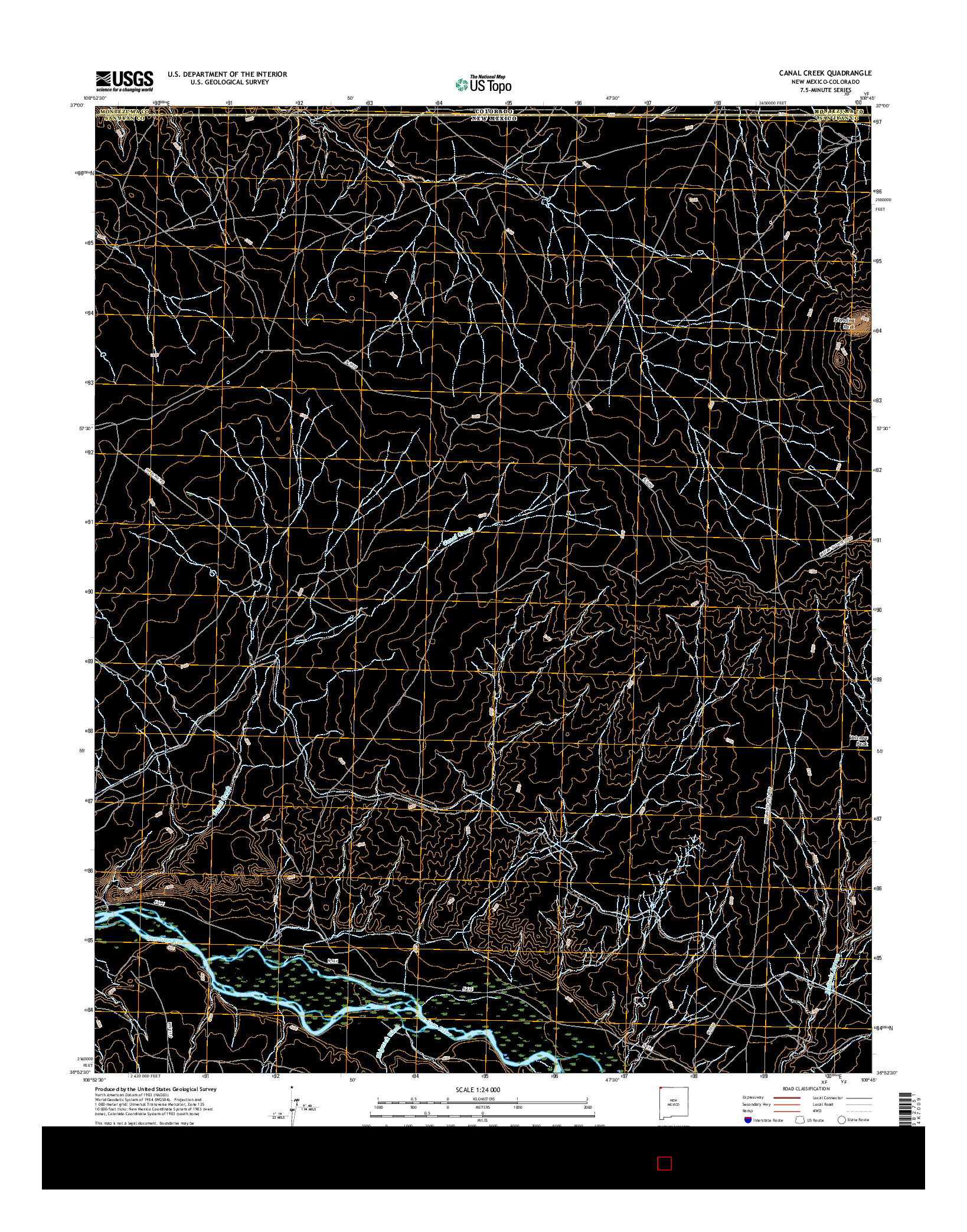 USGS US TOPO 7.5-MINUTE MAP FOR CANAL CREEK, NM-CO 2017