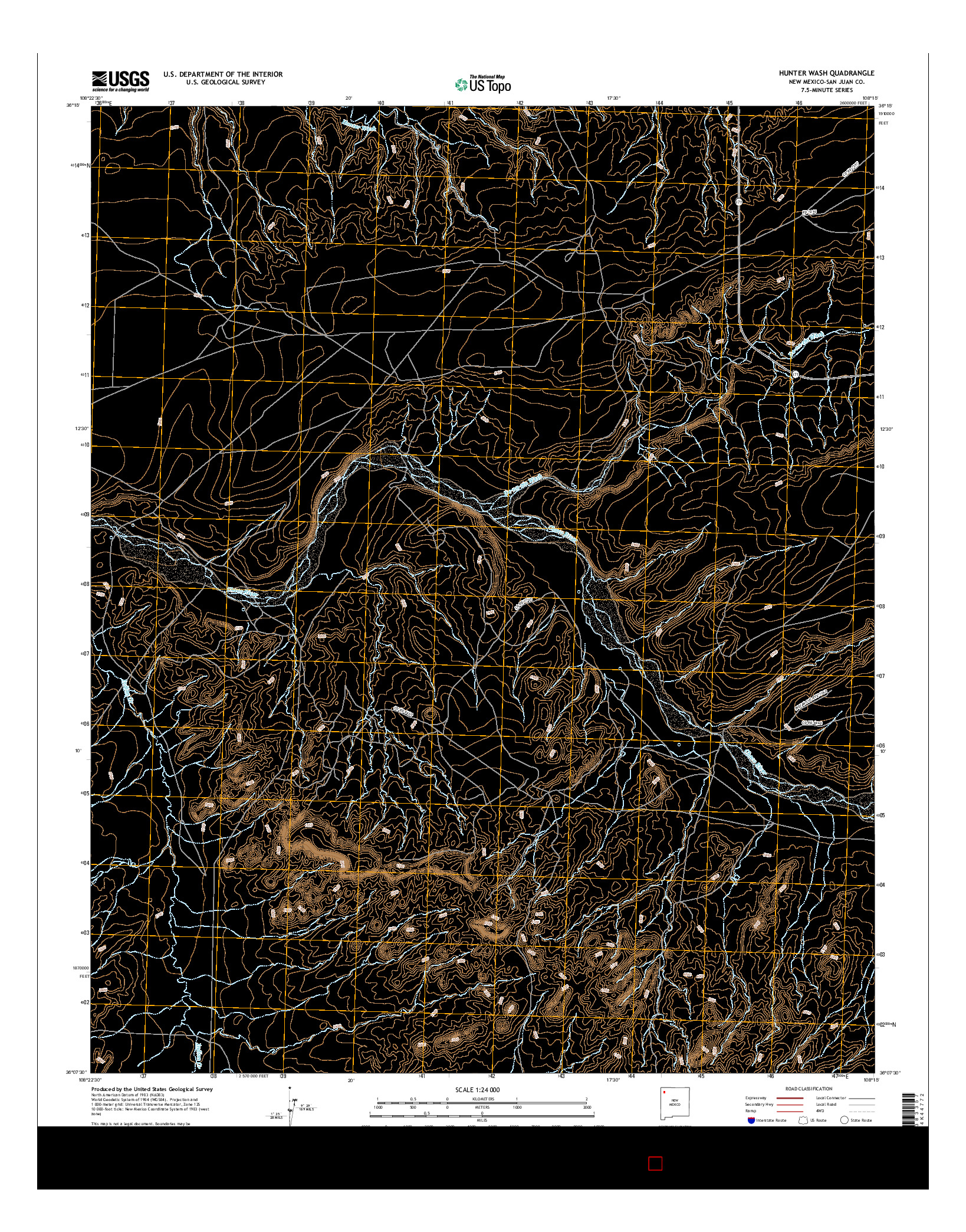 USGS US TOPO 7.5-MINUTE MAP FOR HUNTER WASH, NM 2017