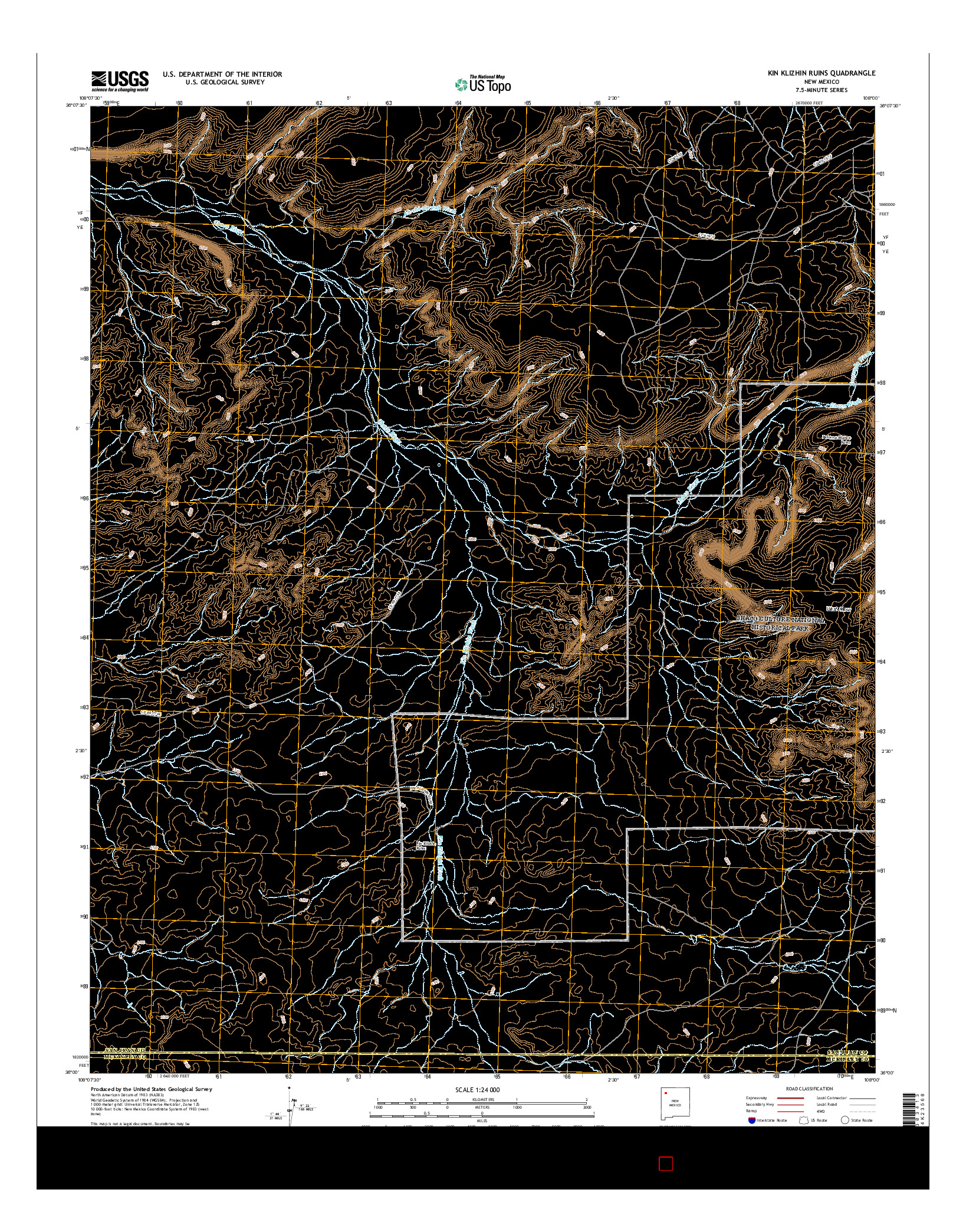 USGS US TOPO 7.5-MINUTE MAP FOR KIN KLIZHIN RUINS, NM 2017