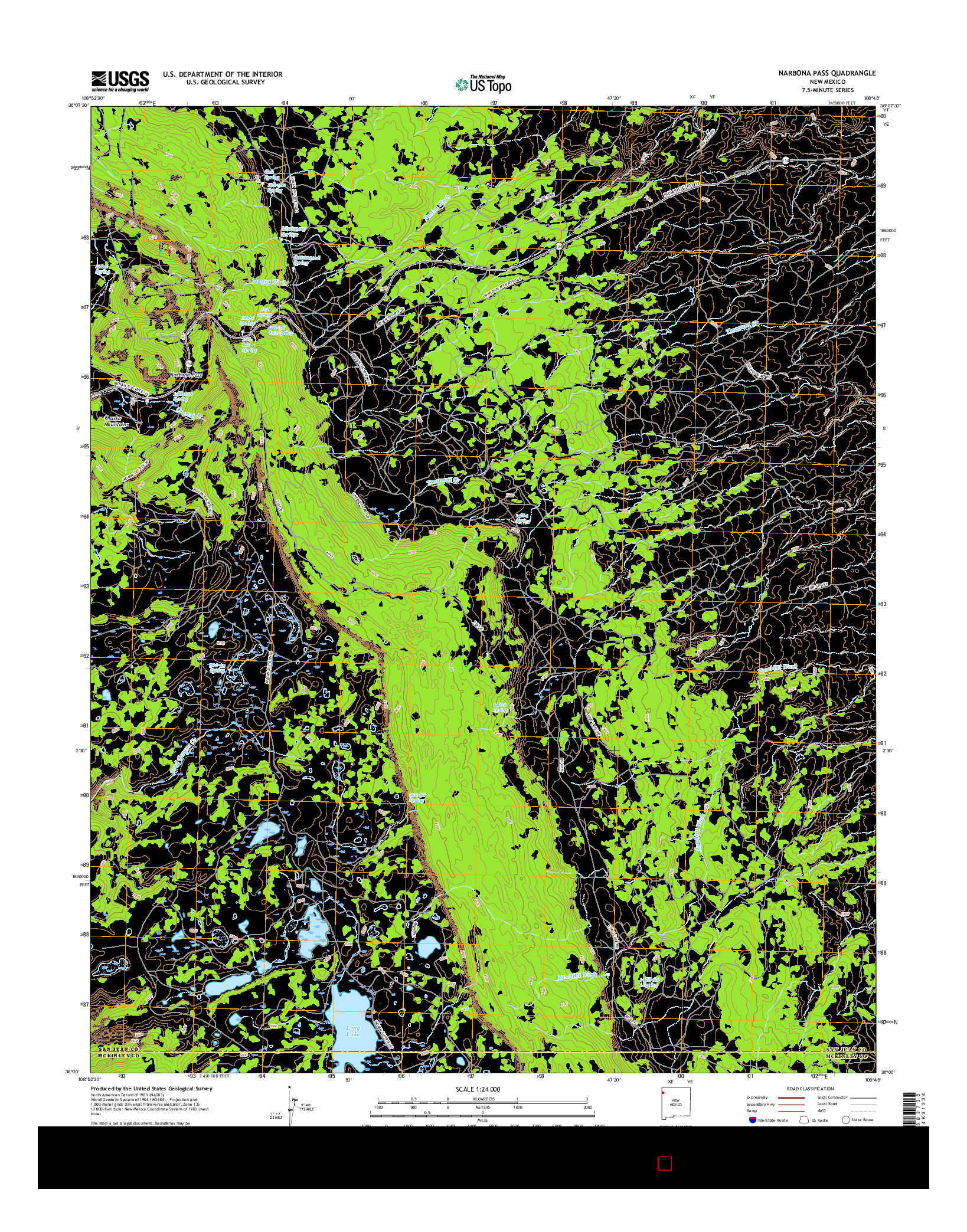 USGS US TOPO 7.5-MINUTE MAP FOR NARBONA PASS, NM 2017