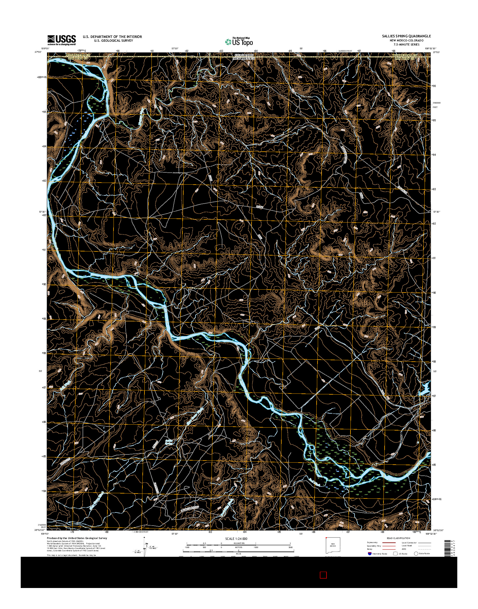 USGS US TOPO 7.5-MINUTE MAP FOR SALLIES SPRING, NM-CO 2017