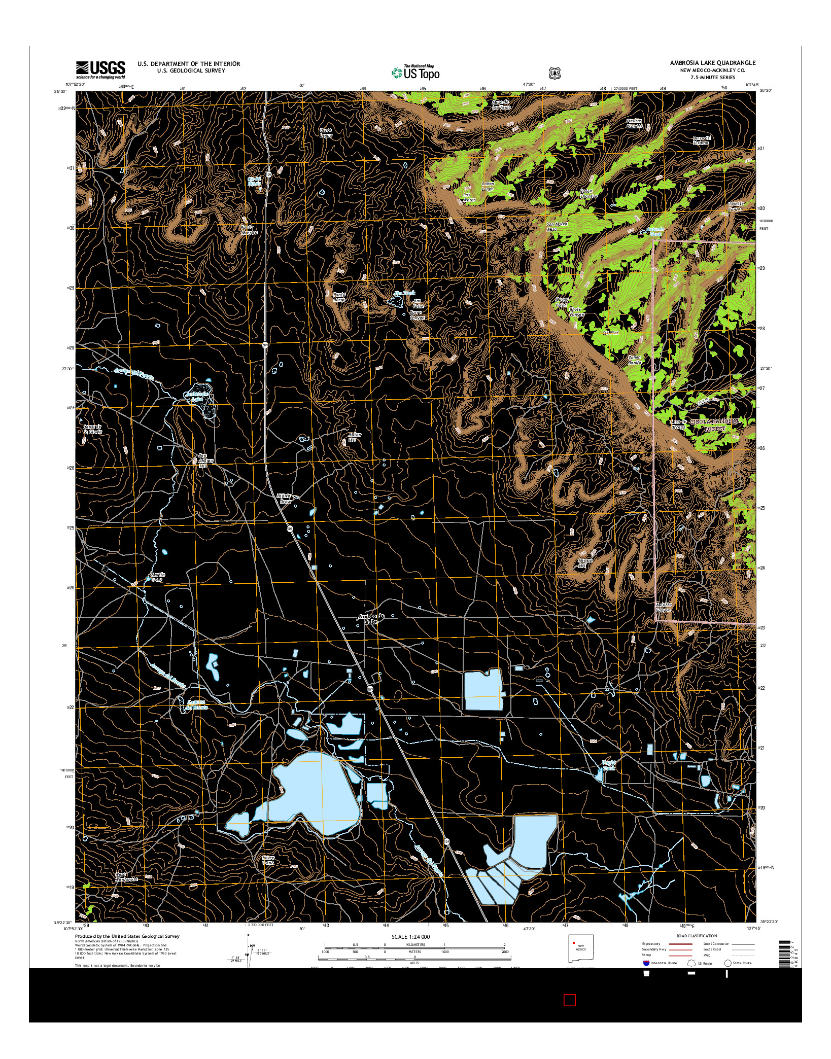 USGS US TOPO 7.5-MINUTE MAP FOR AMBROSIA LAKE, NM 2017