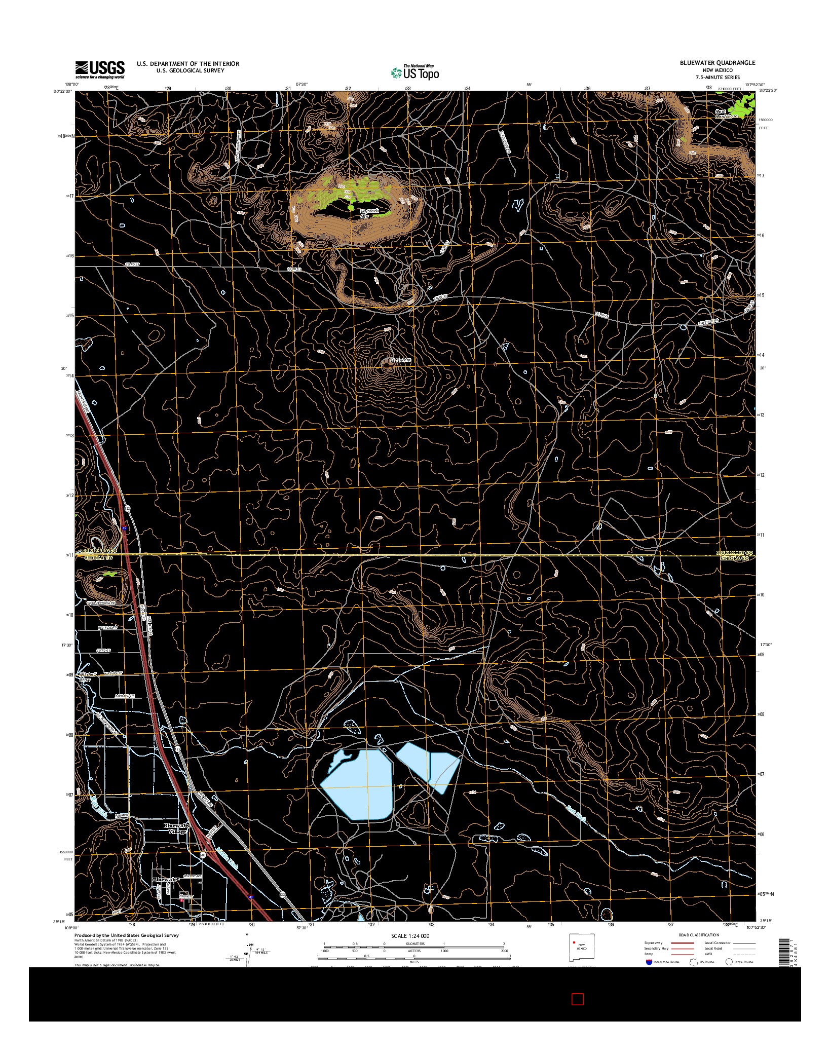 USGS US TOPO 7.5-MINUTE MAP FOR BLUEWATER, NM 2017