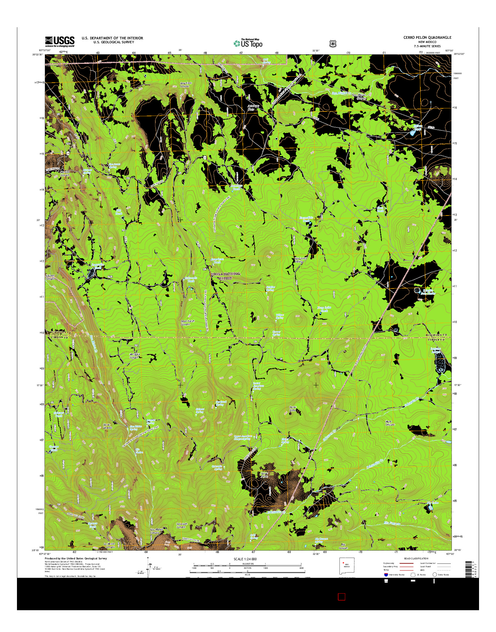 USGS US TOPO 7.5-MINUTE MAP FOR CERRO PELON, NM 2017