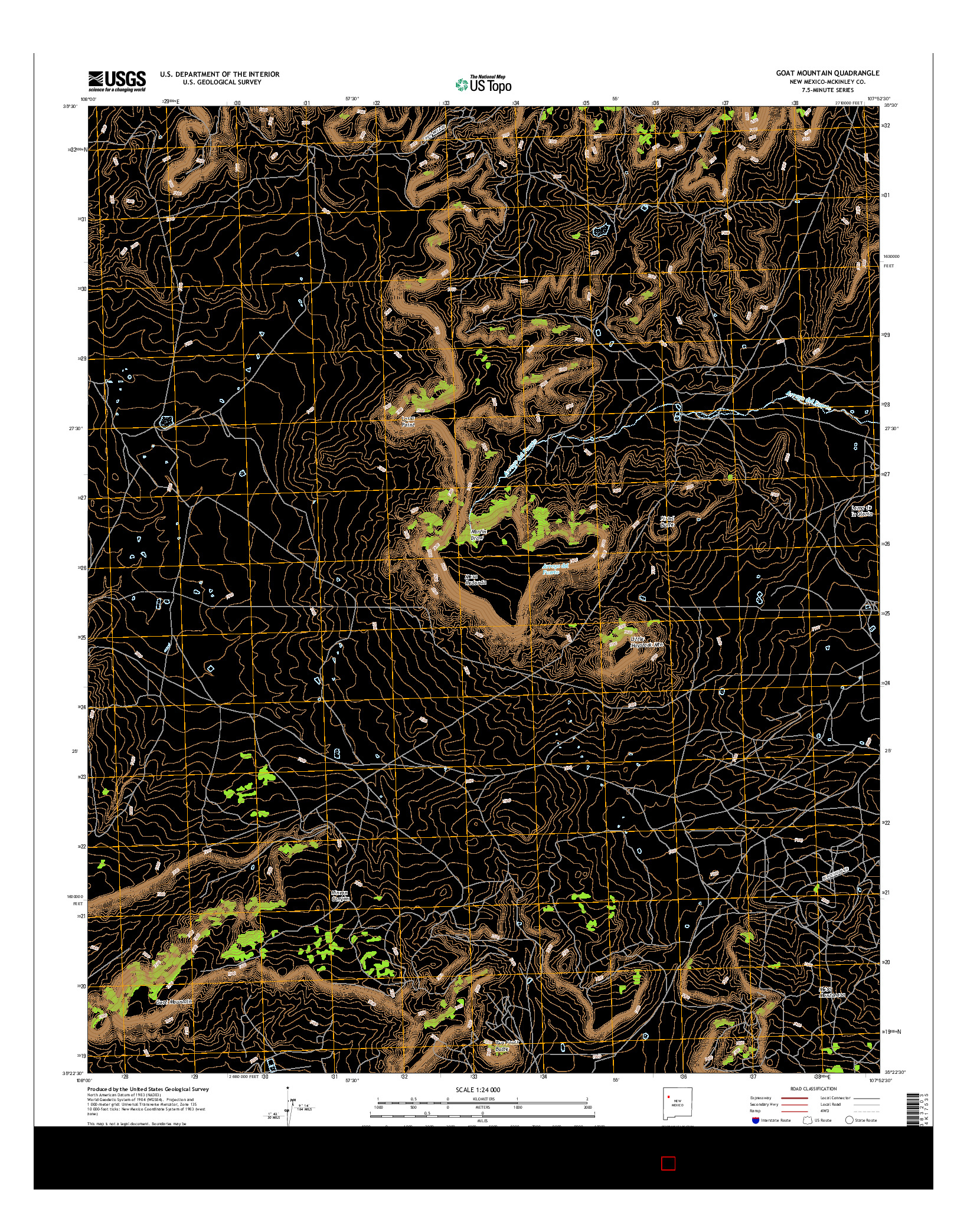 USGS US TOPO 7.5-MINUTE MAP FOR GOAT MOUNTAIN, NM 2017