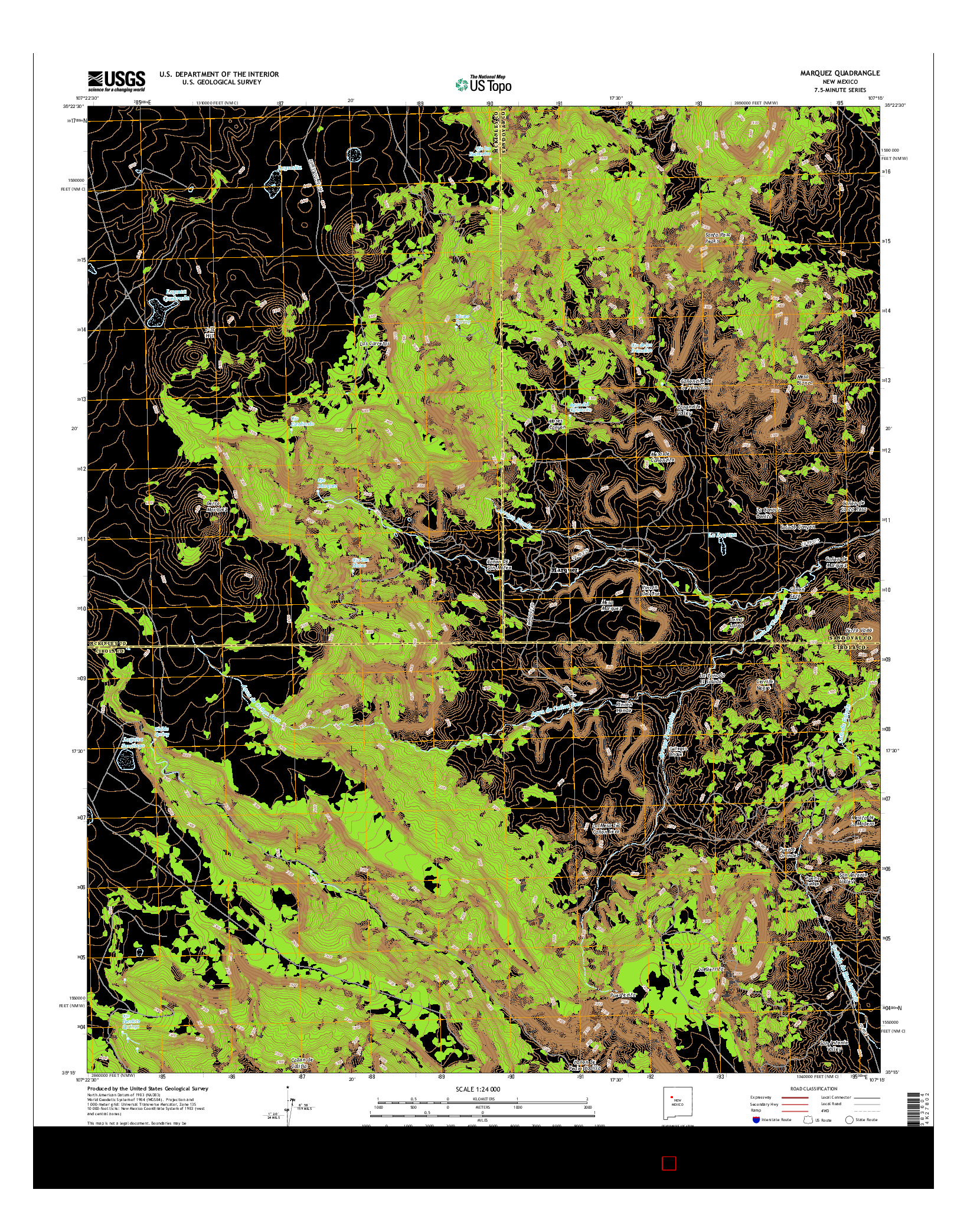 USGS US TOPO 7.5-MINUTE MAP FOR MARQUEZ, NM 2017