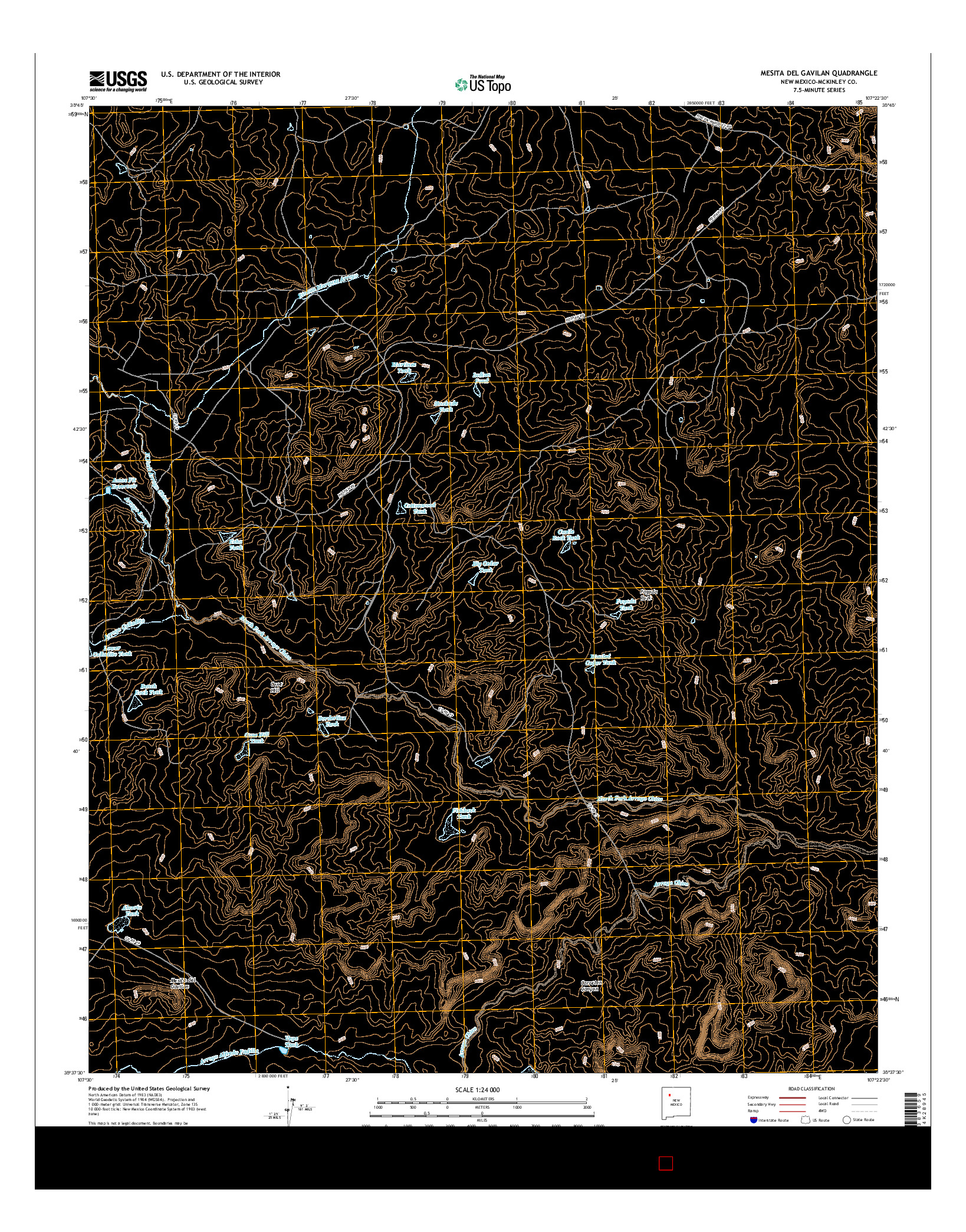 USGS US TOPO 7.5-MINUTE MAP FOR MESITA DEL GAVILAN, NM 2017