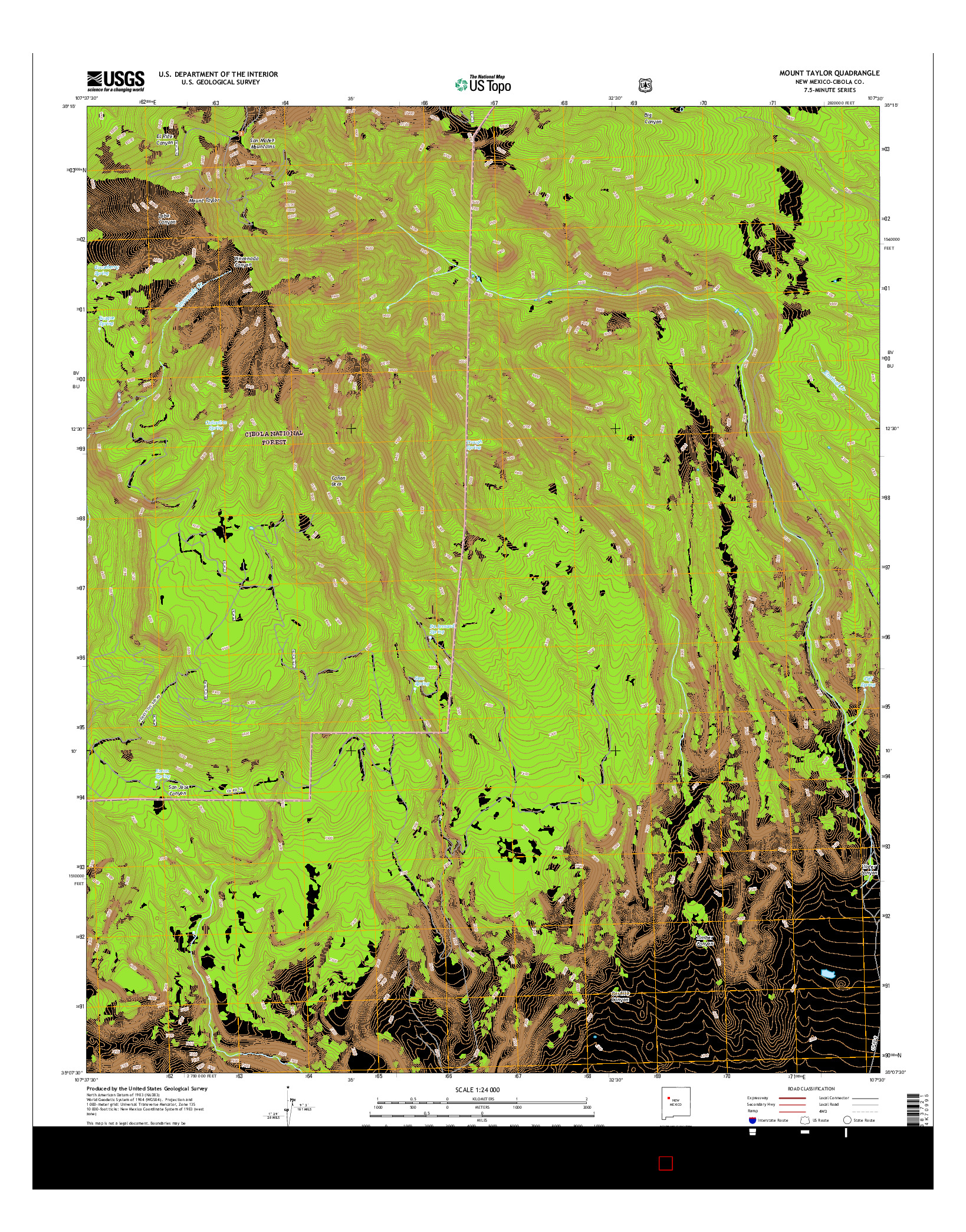 USGS US TOPO 7.5-MINUTE MAP FOR MOUNT TAYLOR, NM 2017