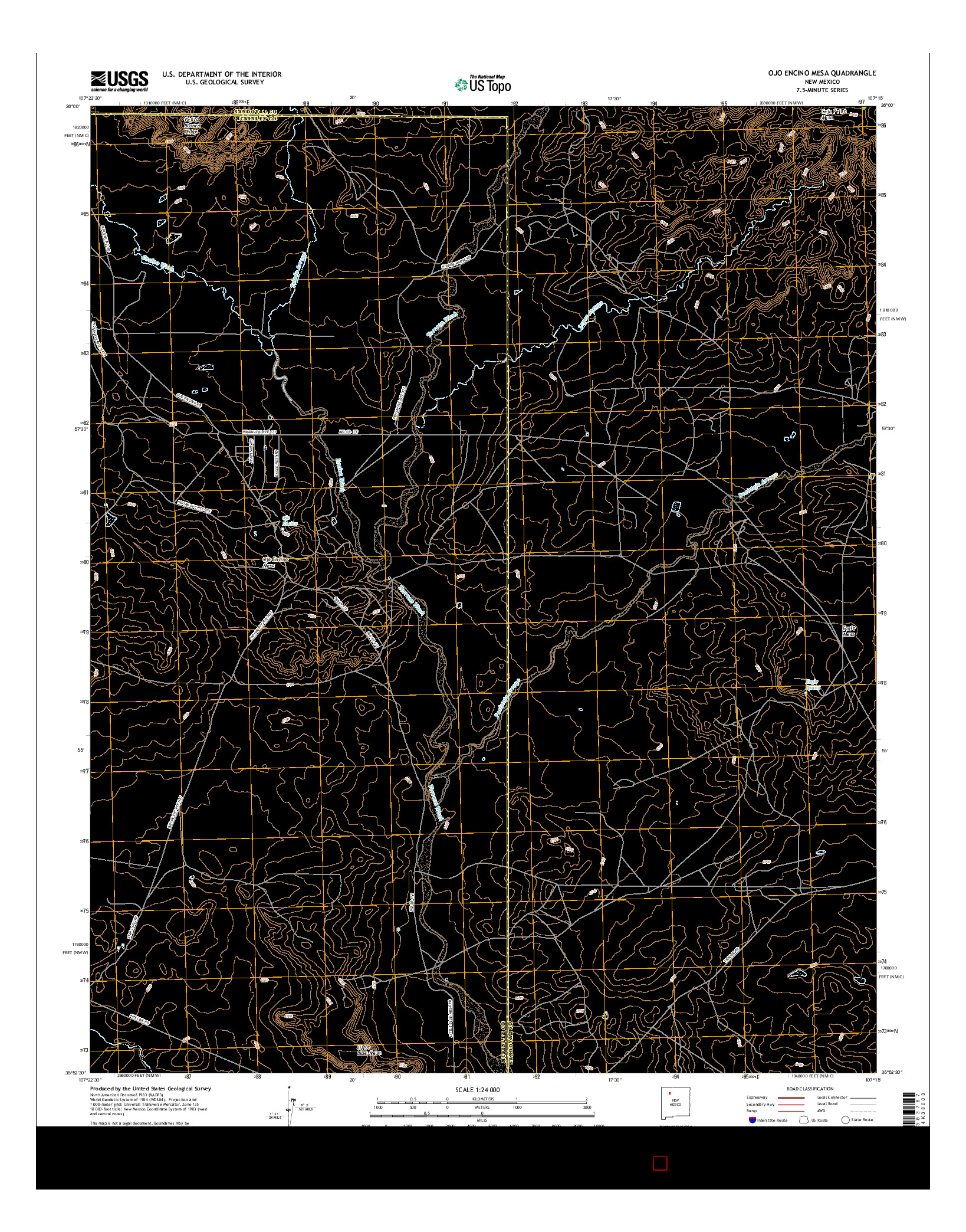 USGS US TOPO 7.5-MINUTE MAP FOR OJO ENCINO MESA, NM 2017