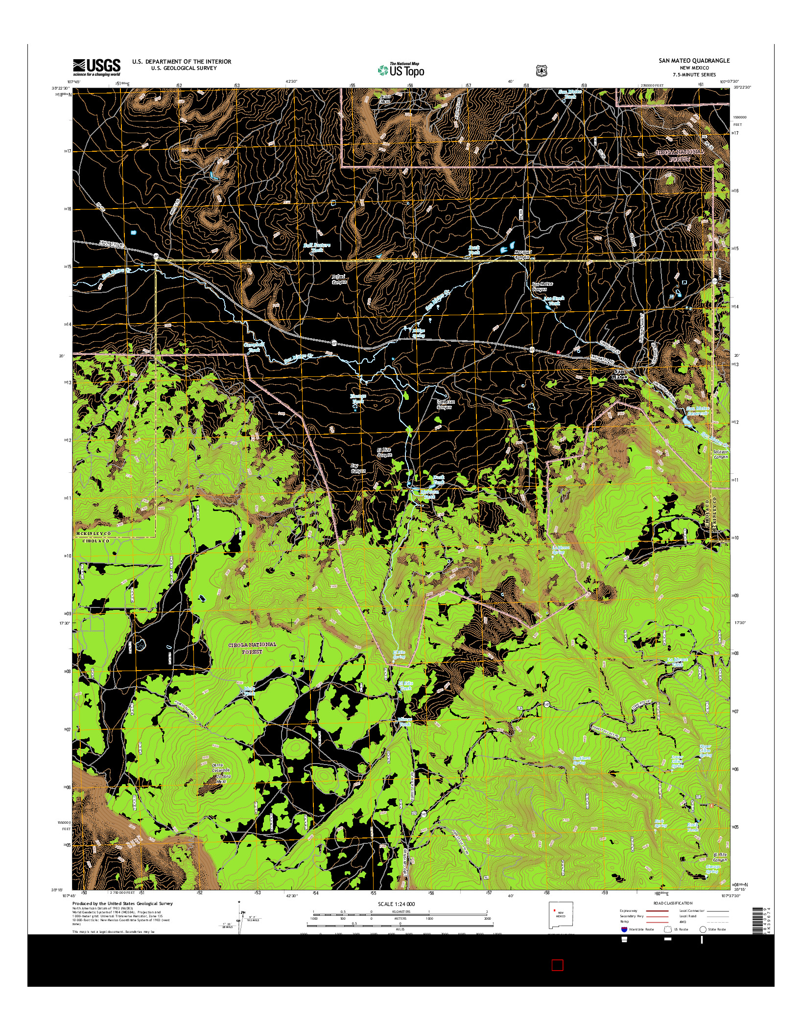 USGS US TOPO 7.5-MINUTE MAP FOR SAN MATEO, NM 2017