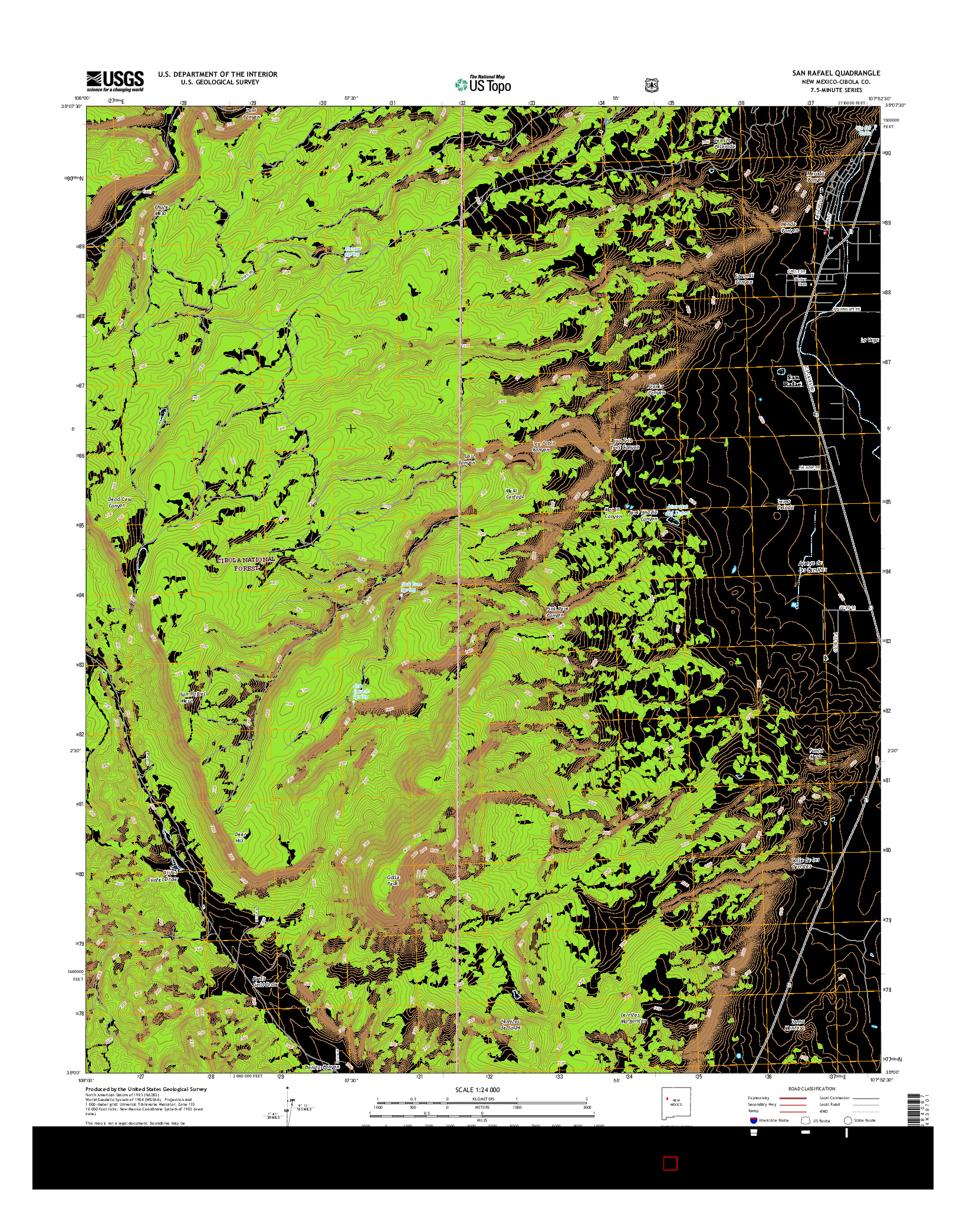 USGS US TOPO 7.5-MINUTE MAP FOR SAN RAFAEL, NM 2017