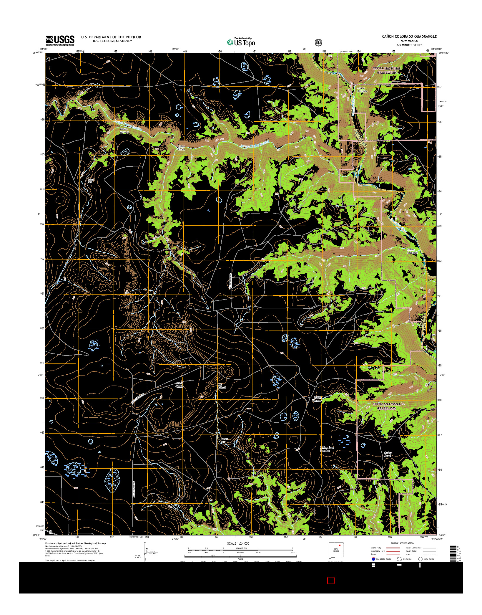 USGS US TOPO 7.5-MINUTE MAP FOR CAñON COLORADO, NM 2017