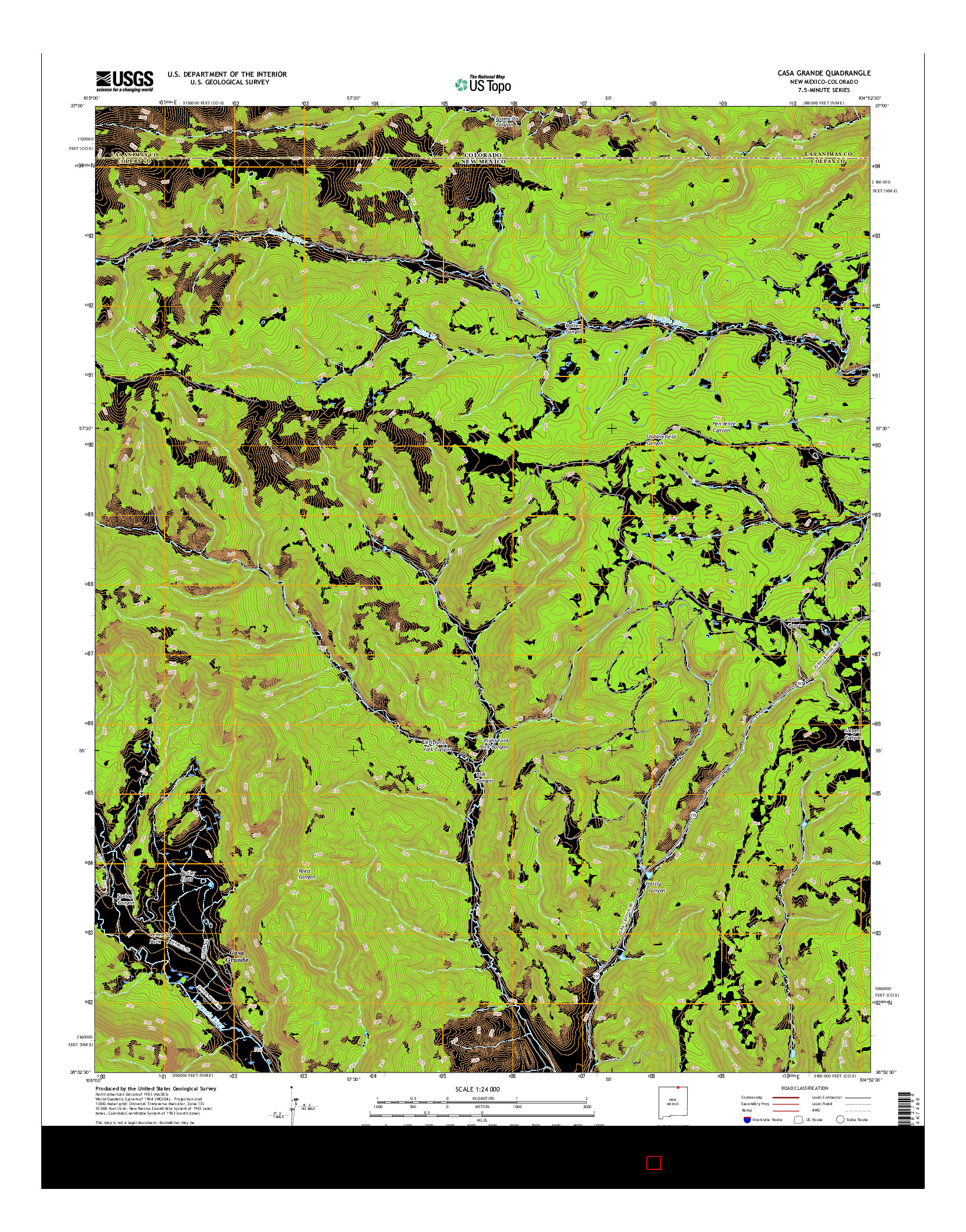 USGS US TOPO 7.5-MINUTE MAP FOR CASA GRANDE, NM-CO 2017