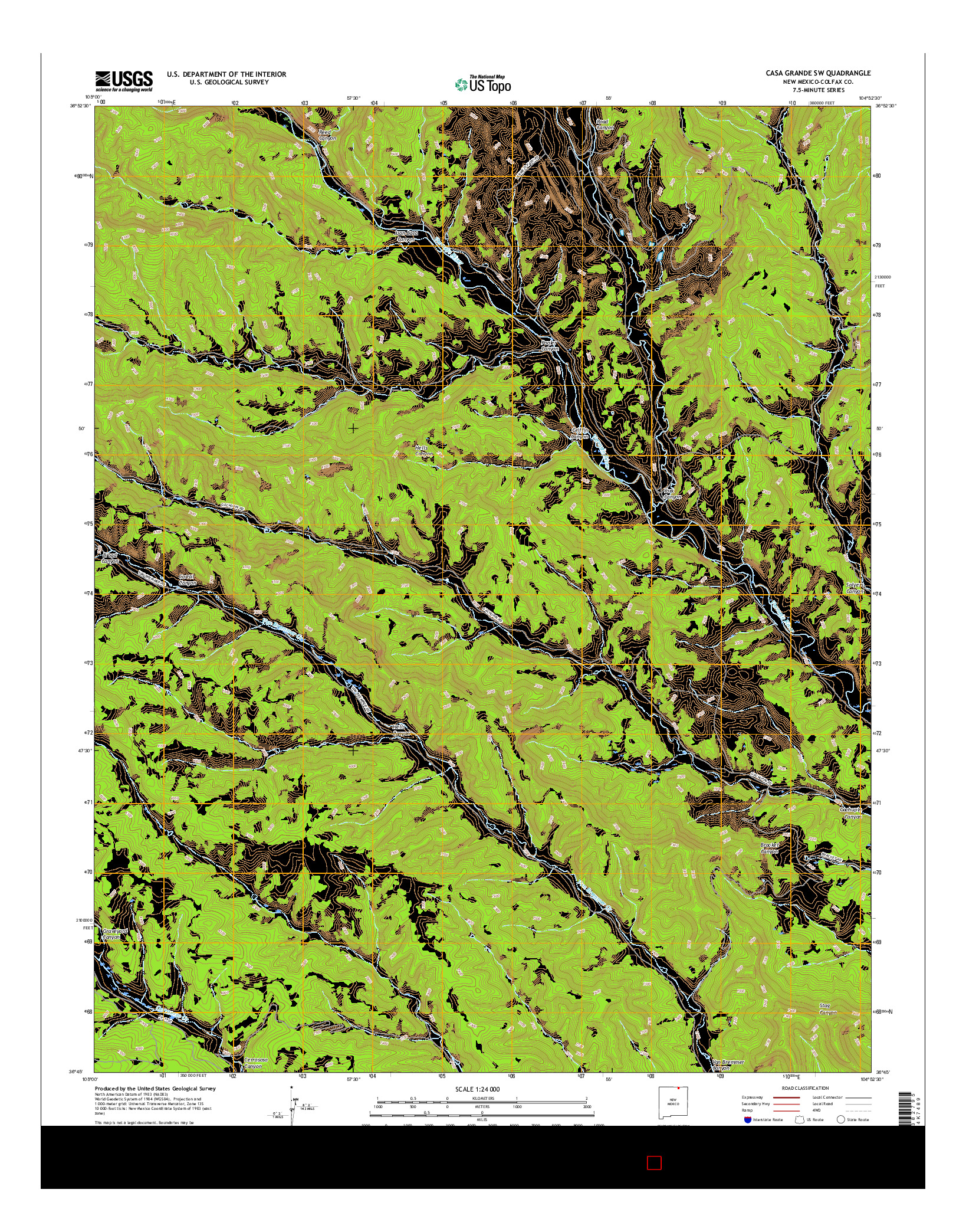 USGS US TOPO 7.5-MINUTE MAP FOR CASA GRANDE SW, NM 2017