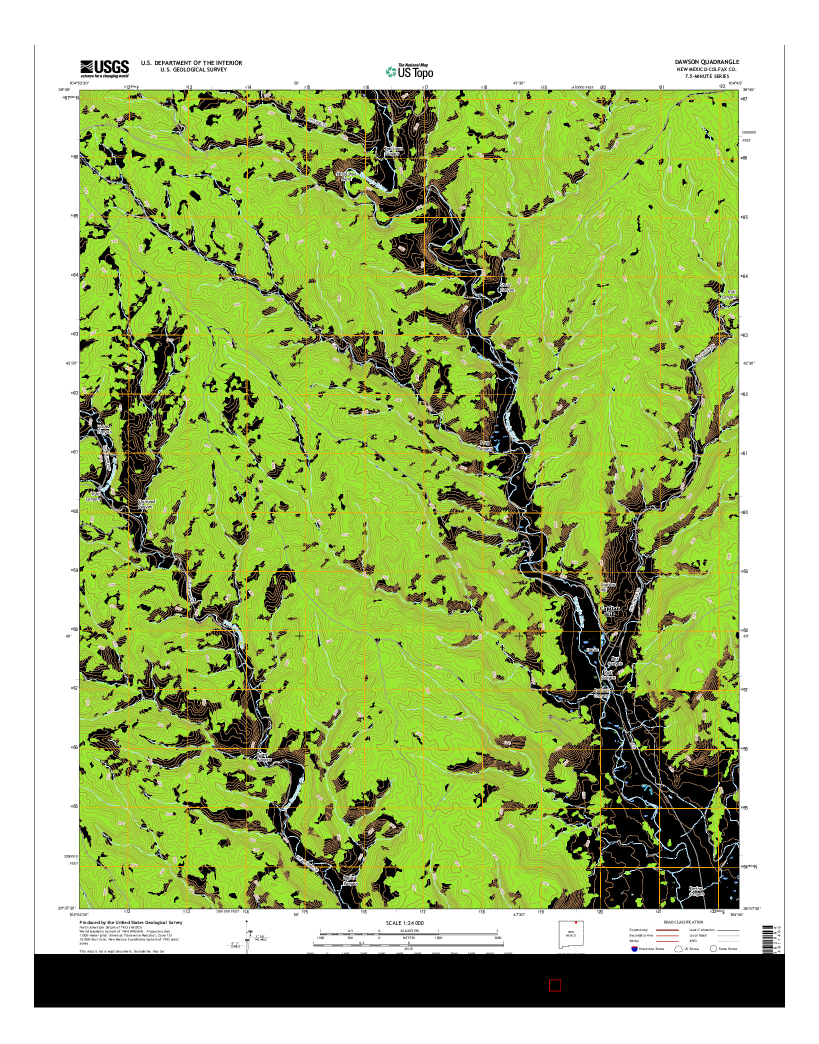 USGS US TOPO 7.5-MINUTE MAP FOR DAWSON, NM 2017