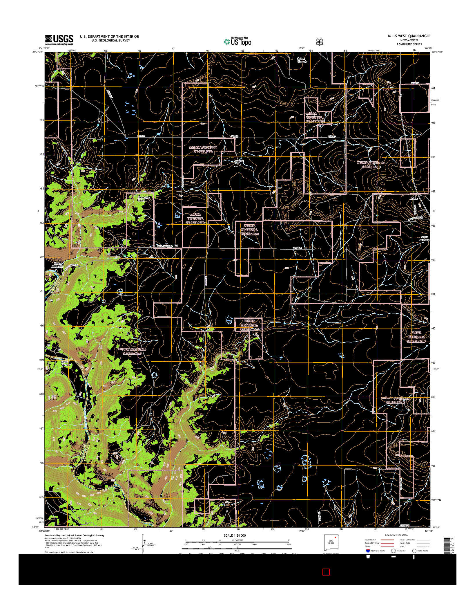 USGS US TOPO 7.5-MINUTE MAP FOR MILLS WEST, NM 2017