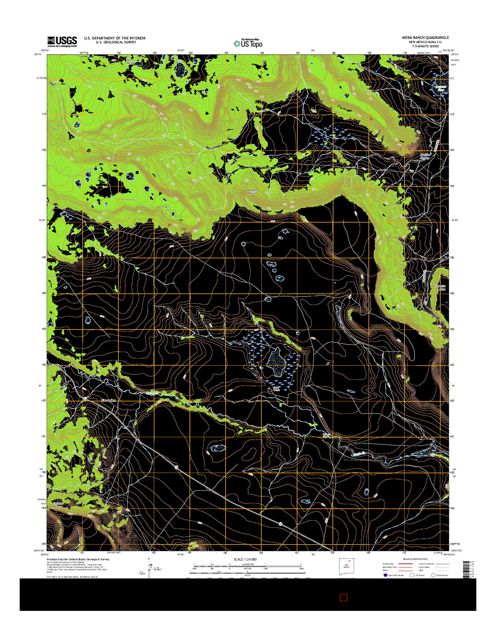 USGS US TOPO 7.5-MINUTE MAP FOR MORA RANCH, NM 2017