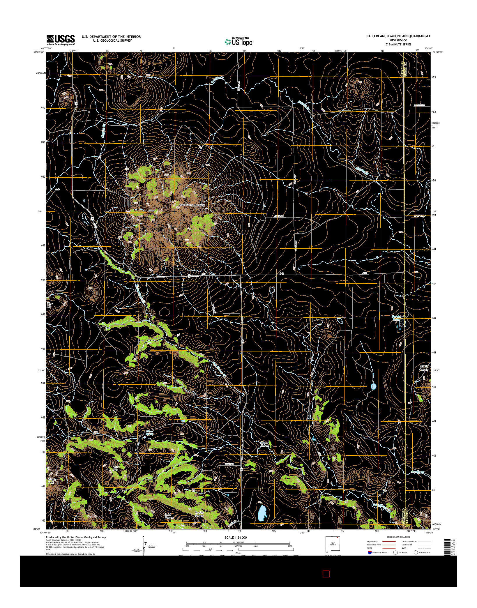 USGS US TOPO 7.5-MINUTE MAP FOR PALO BLANCO MOUNTAIN, NM 2017