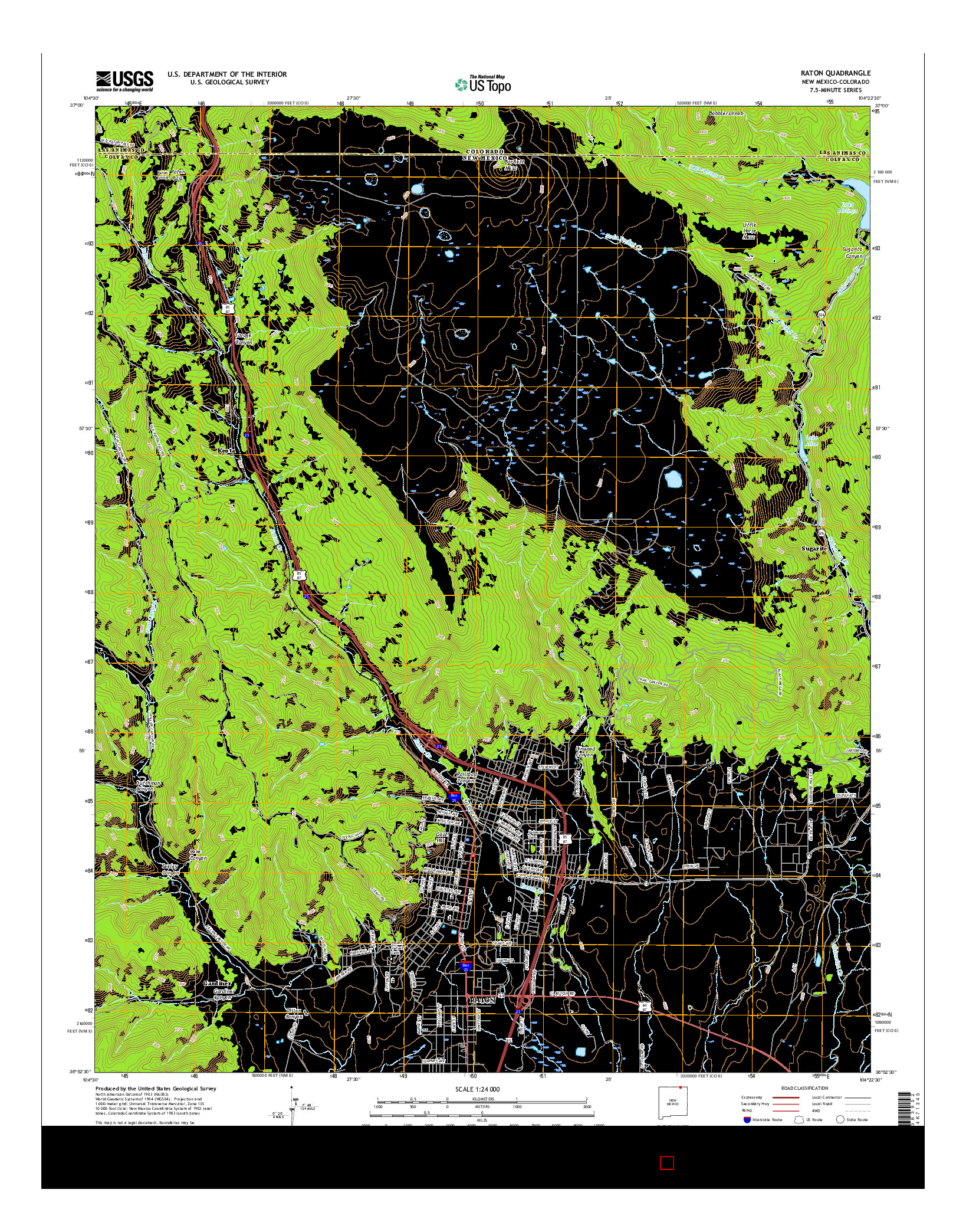 USGS US TOPO 7.5-MINUTE MAP FOR RATON, NM-CO 2017