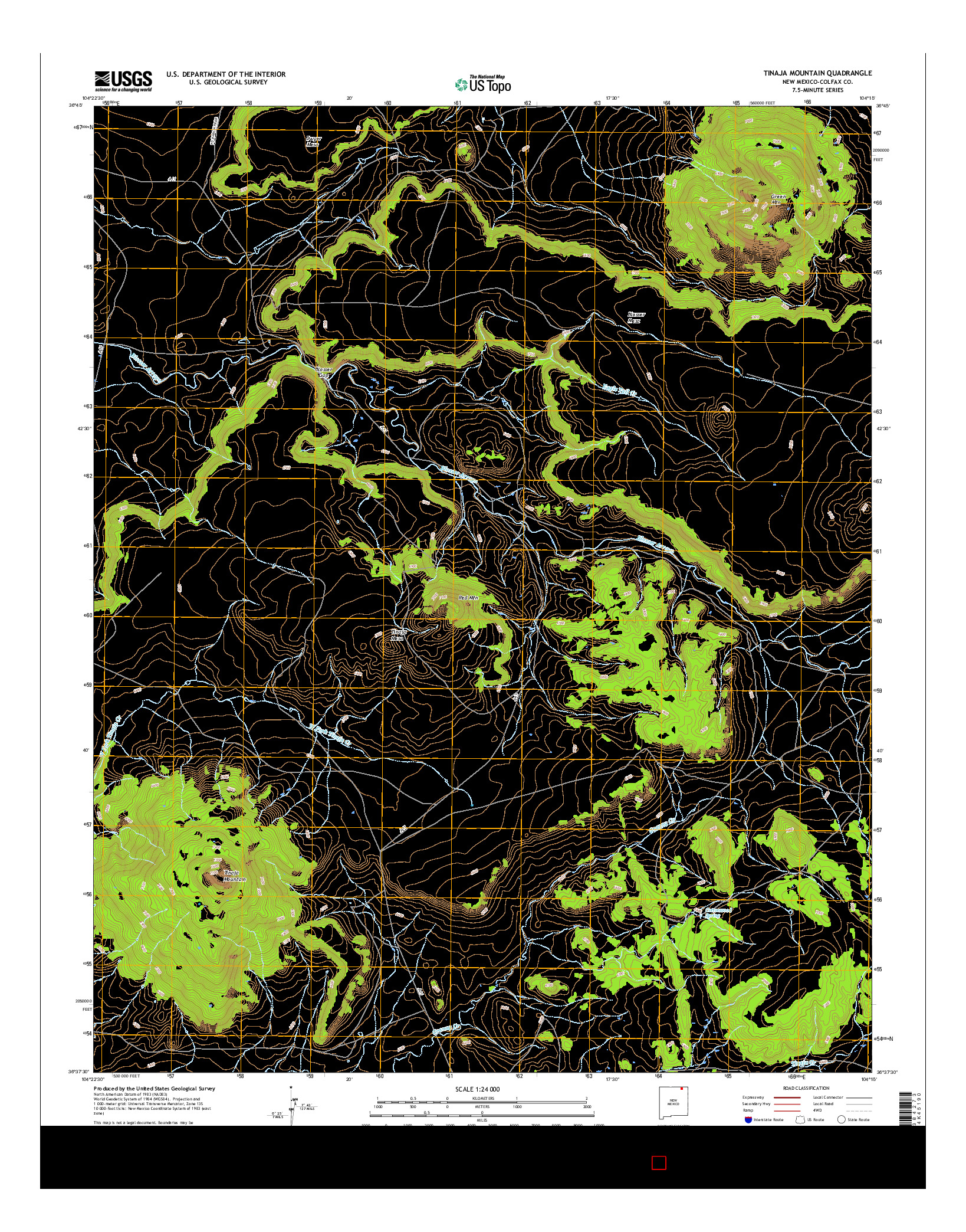 USGS US TOPO 7.5-MINUTE MAP FOR TINAJA MOUNTAIN, NM 2017