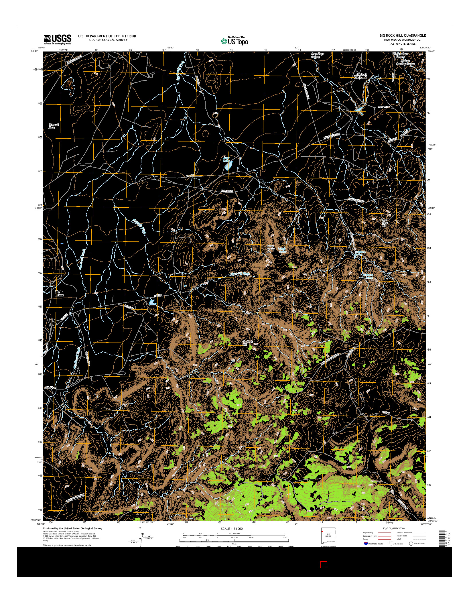 USGS US TOPO 7.5-MINUTE MAP FOR BIG ROCK HILL, NM 2017