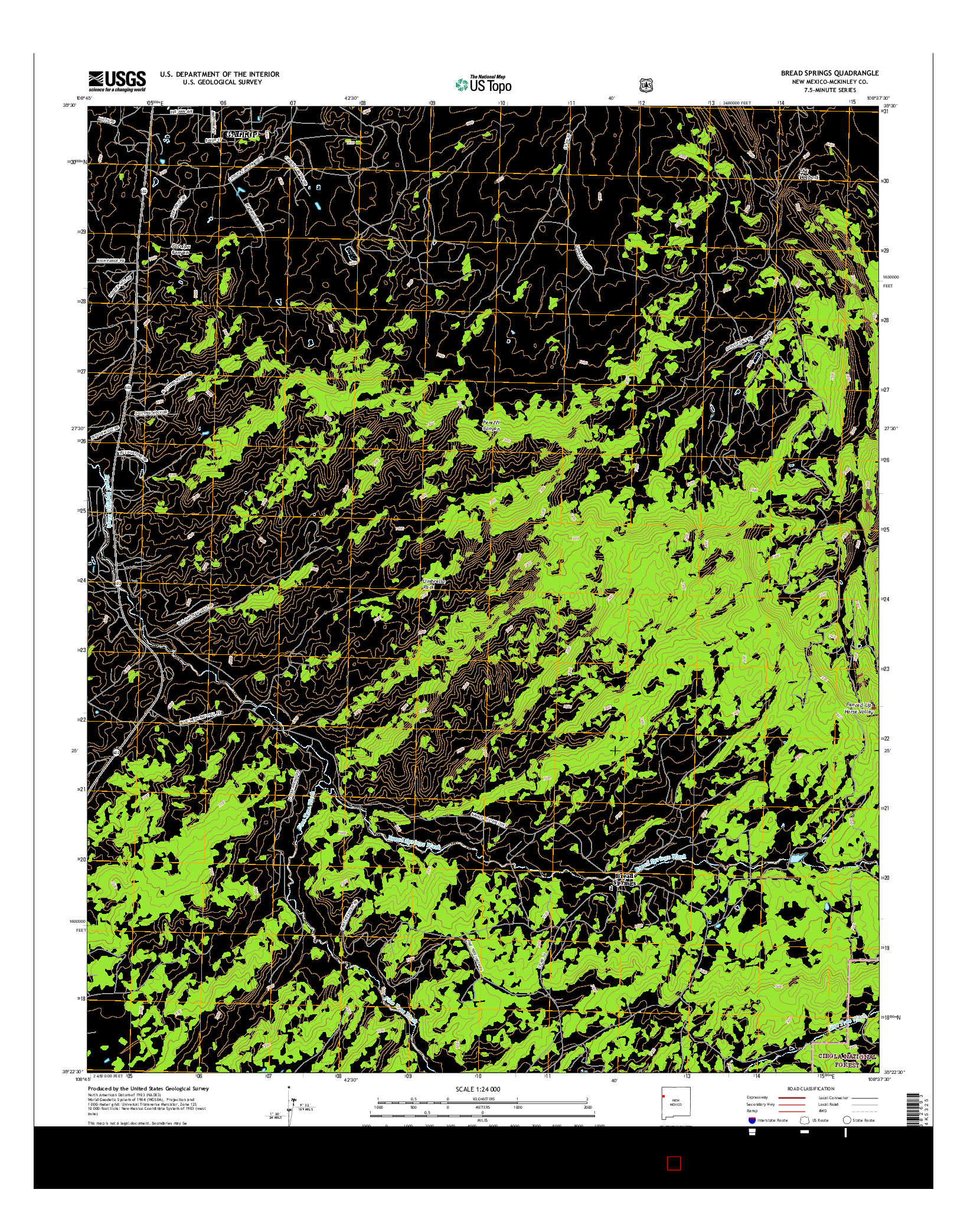 USGS US TOPO 7.5-MINUTE MAP FOR BREAD SPRINGS, NM 2017