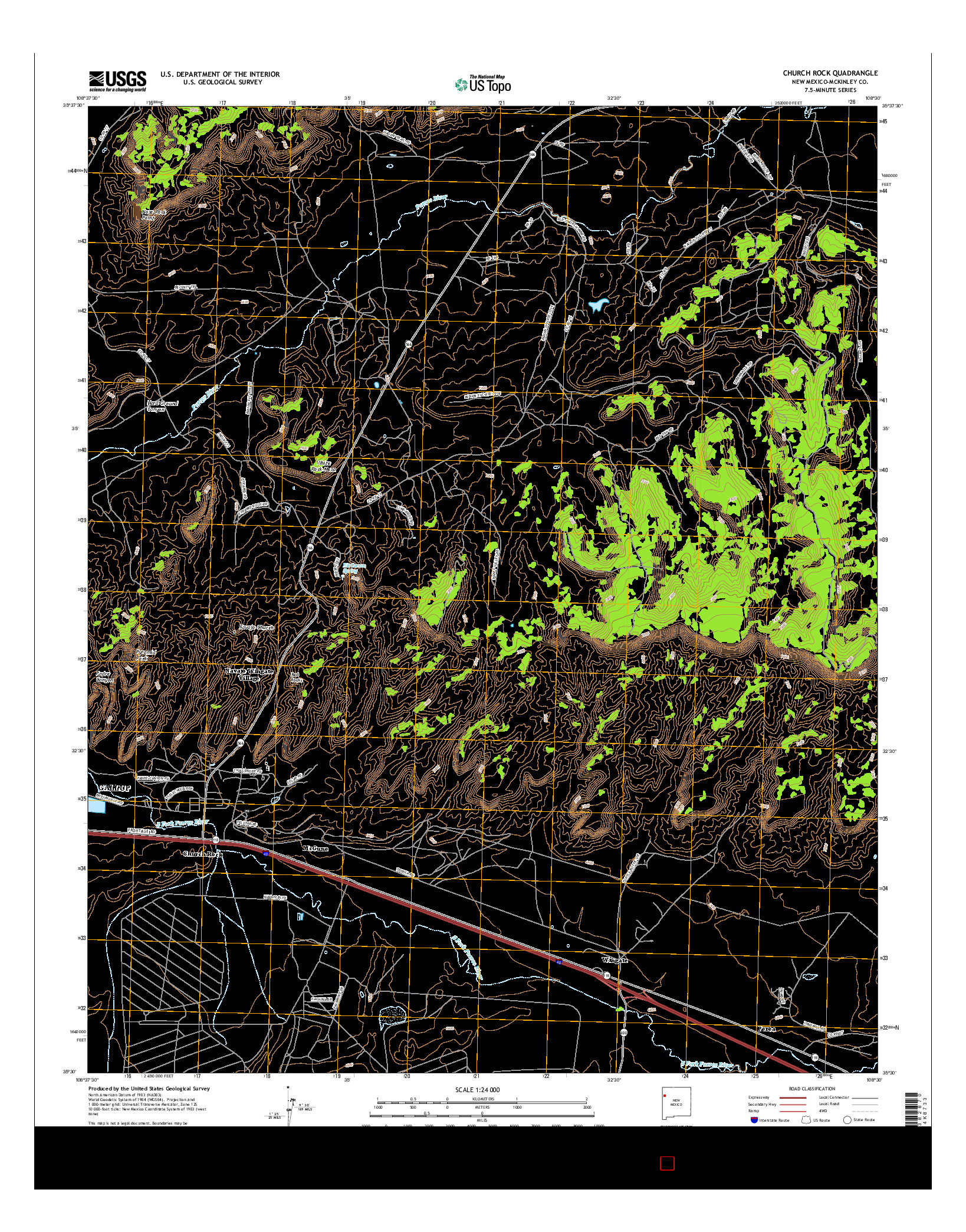 USGS US TOPO 7.5-MINUTE MAP FOR CHURCH ROCK, NM 2017