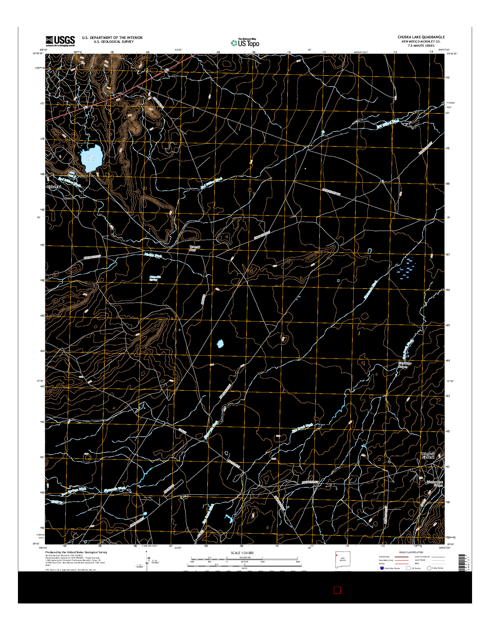 USGS US TOPO 7.5-MINUTE MAP FOR CHUSKA LAKE, NM 2017
