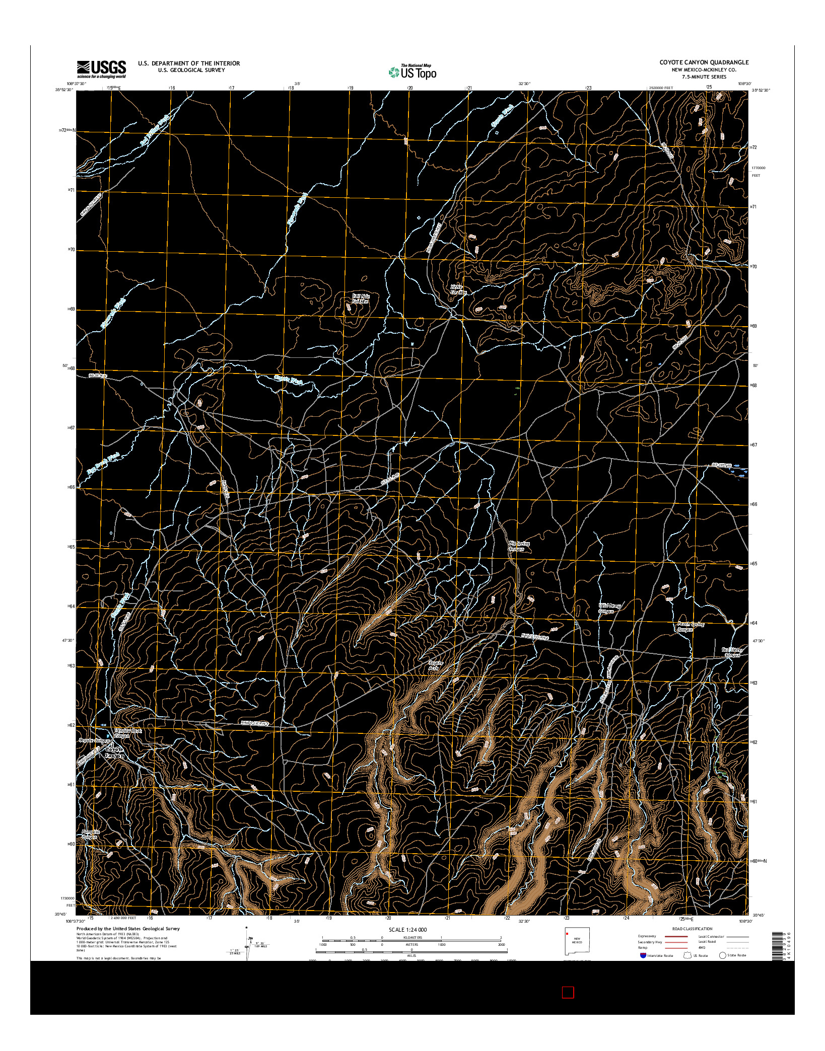 USGS US TOPO 7.5-MINUTE MAP FOR COYOTE CANYON, NM 2017