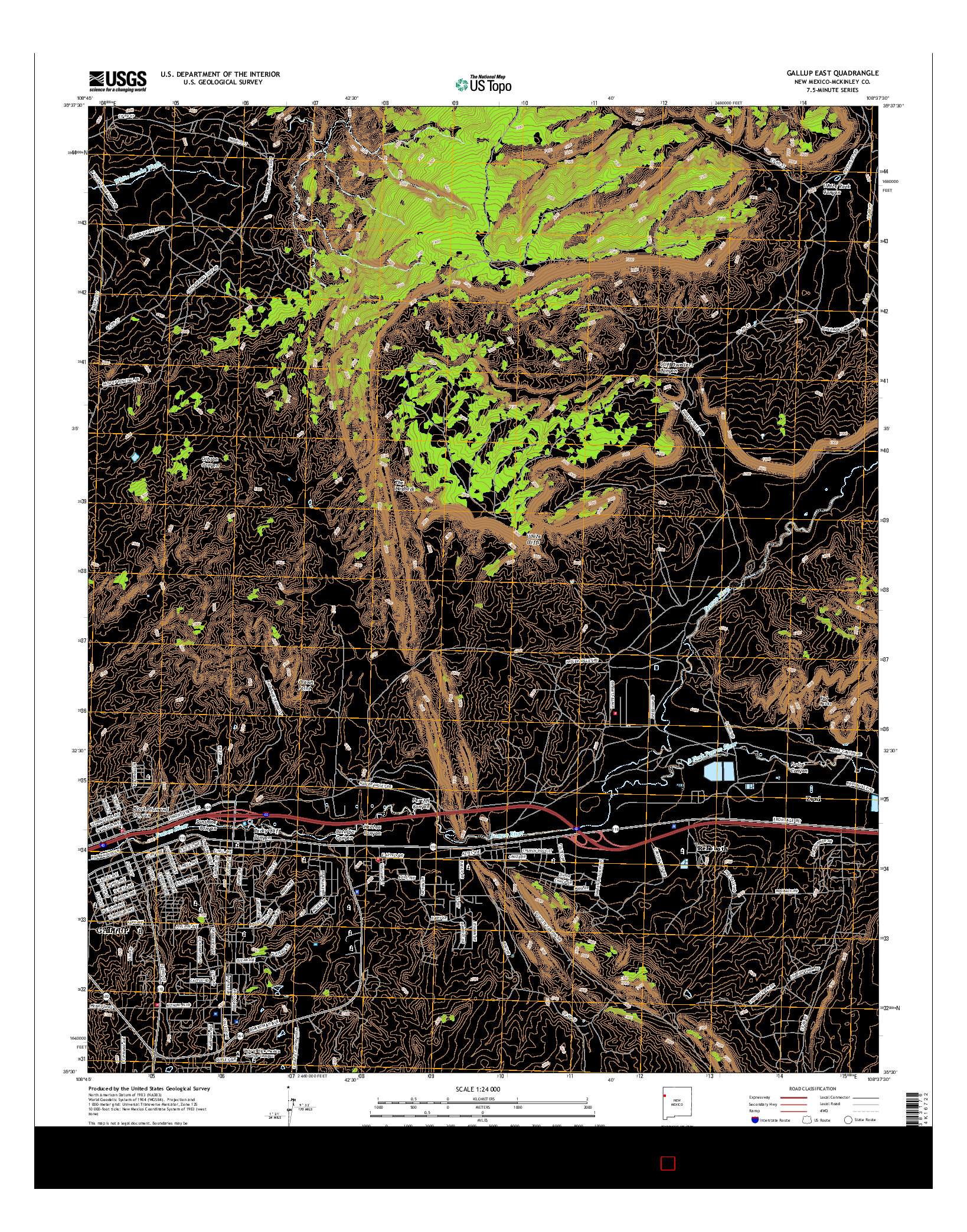 USGS US TOPO 7.5-MINUTE MAP FOR GALLUP EAST, NM 2017